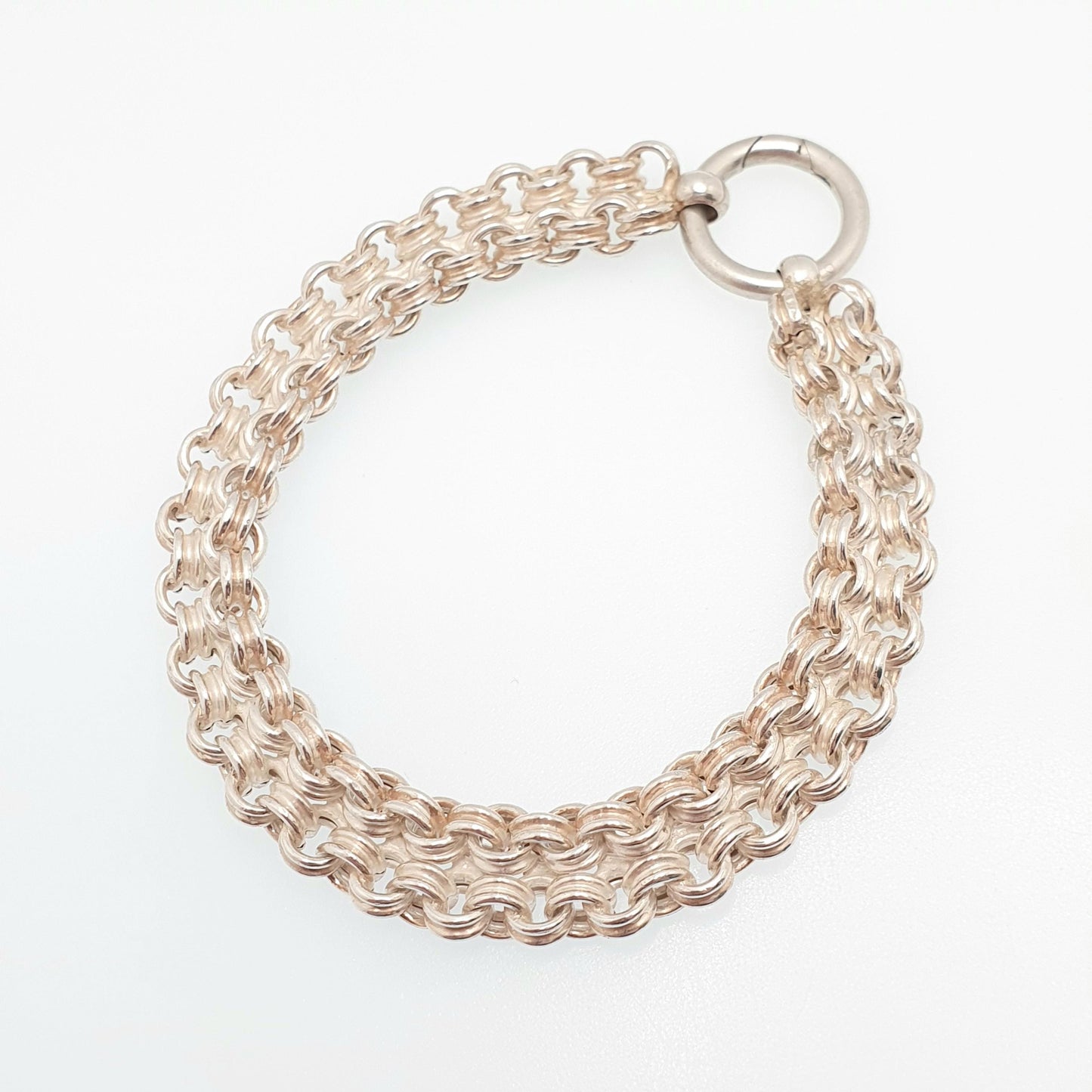 Antique Victorian Solid Silver Bracelet Star Pierced Belcher Chain Rolo Links Vintage Albertina Book Chain Vintage Womens Jewellery Jewelry