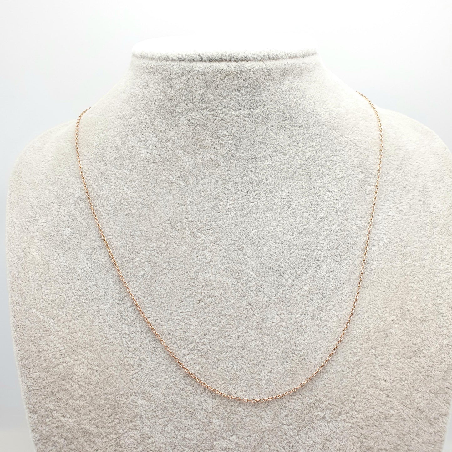 Antique 9ct 9k Rose Gold Chain Necklace Victorian Cable Link Oval Solid 375 48cm 18.9" 2.13g Fine Estate Genuine Vintage Womens Jewelry