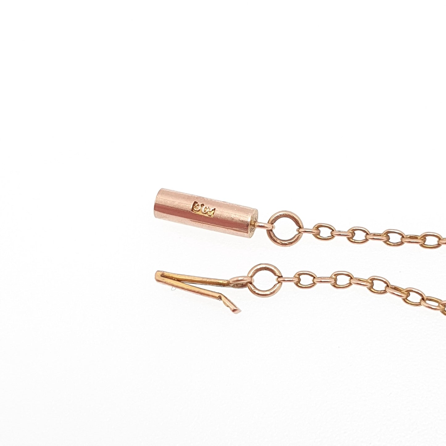 Antique 9ct 9k Rose Gold Chain Necklace Victorian Cable Link Oval Solid 375 48cm 18.9" 2.13g Fine Estate Genuine Vintage Womens Jewelry