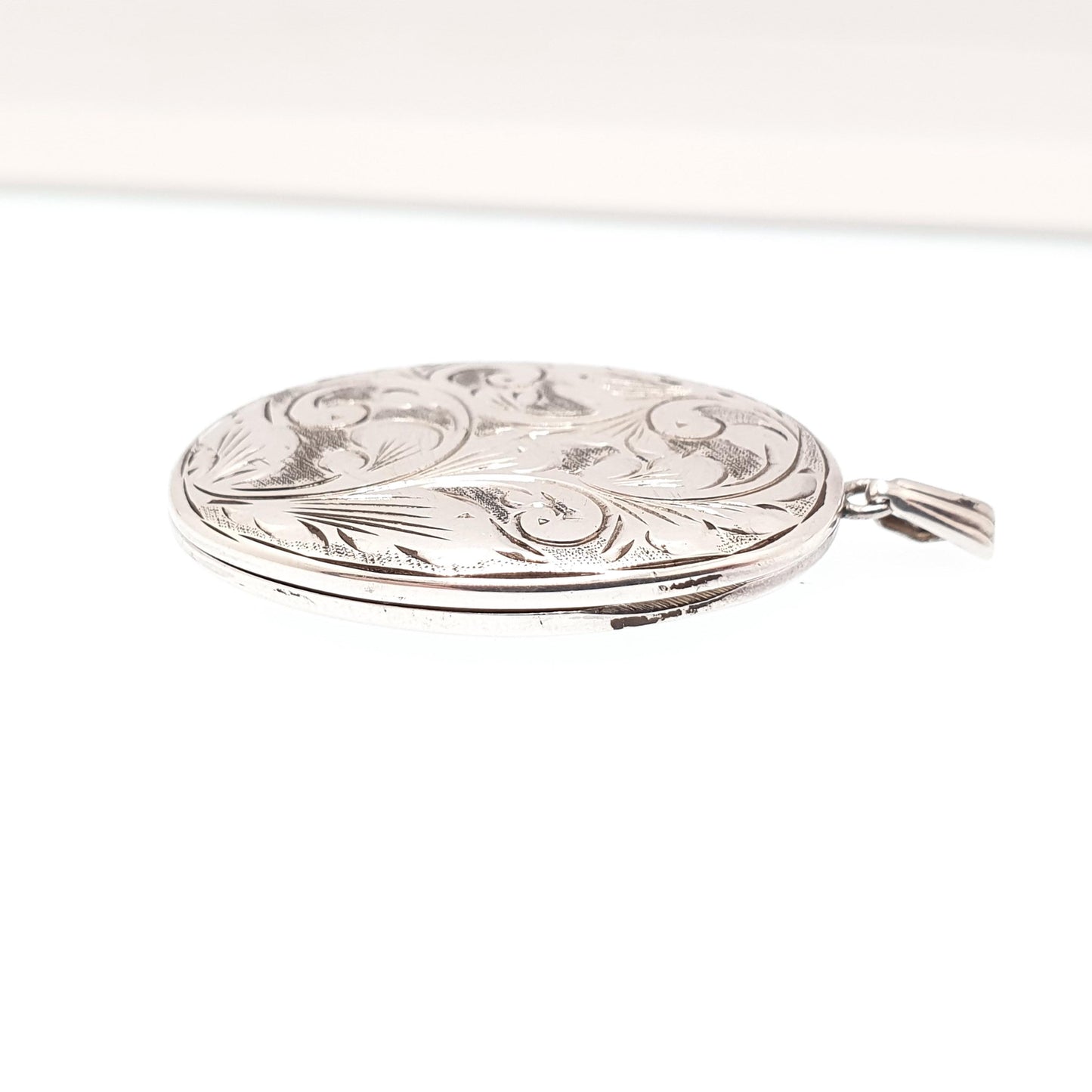 Vintage Sterling Silver Locket Oval 1975 Hallmark Pendant Necklace Large Big Engraved Retro Fine Solid 925 Jewelry Womens Jewellery