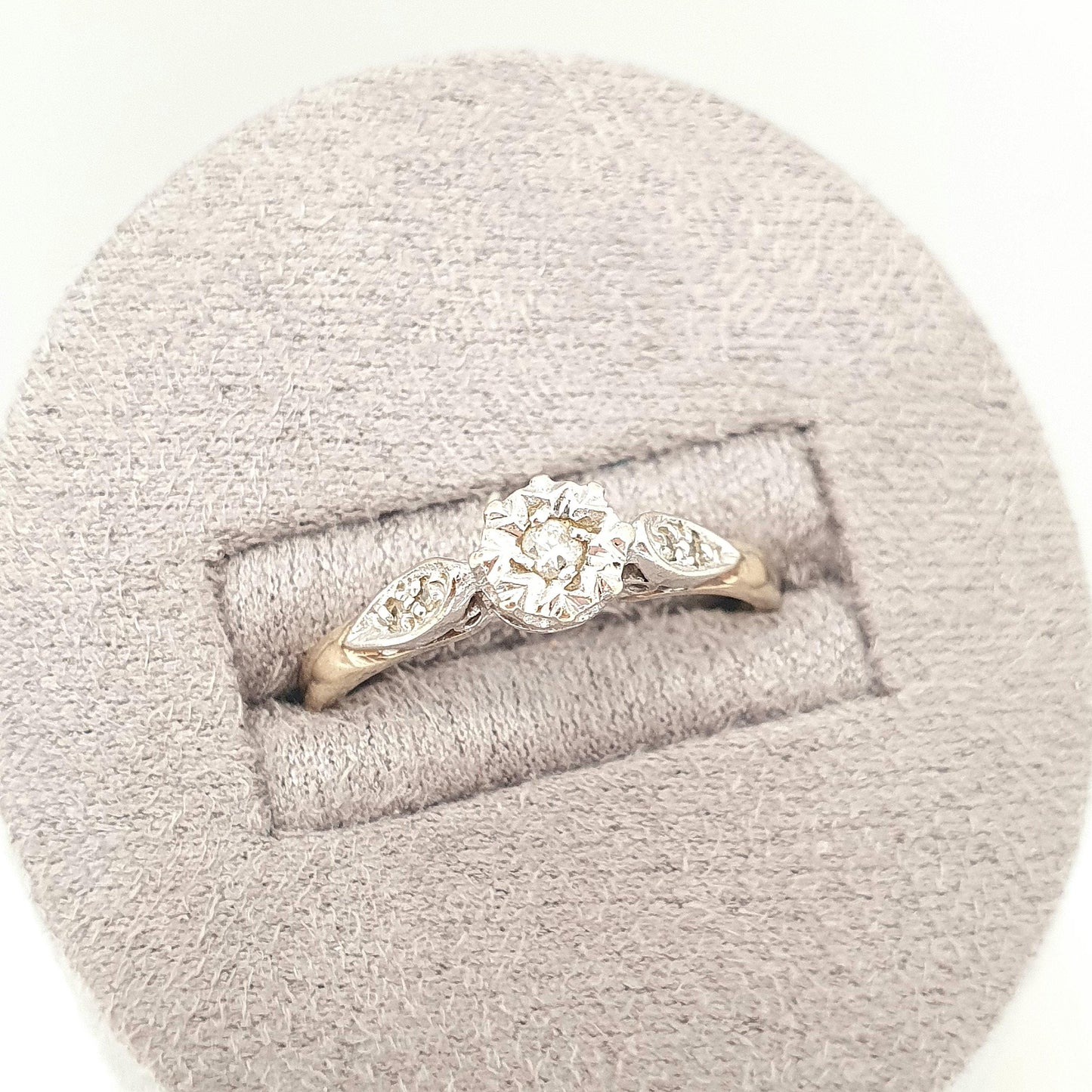 Vintage 9ct Gold Diamond Ring Cathedral Set Solid 9k 375 Hallmarked Fine Estate Retro Diamonds Genuine Gemstone Womens Jewelry Jewellery