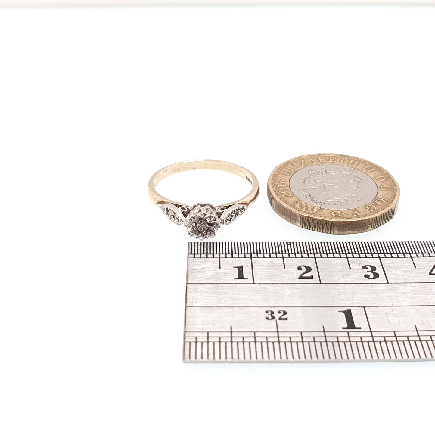 Vintage 9ct Gold Diamond Ring Cathedral Set Solid 9k 375 Hallmarked Fine Estate Retro Diamonds Genuine Gemstone Womens Jewelry Jewellery
