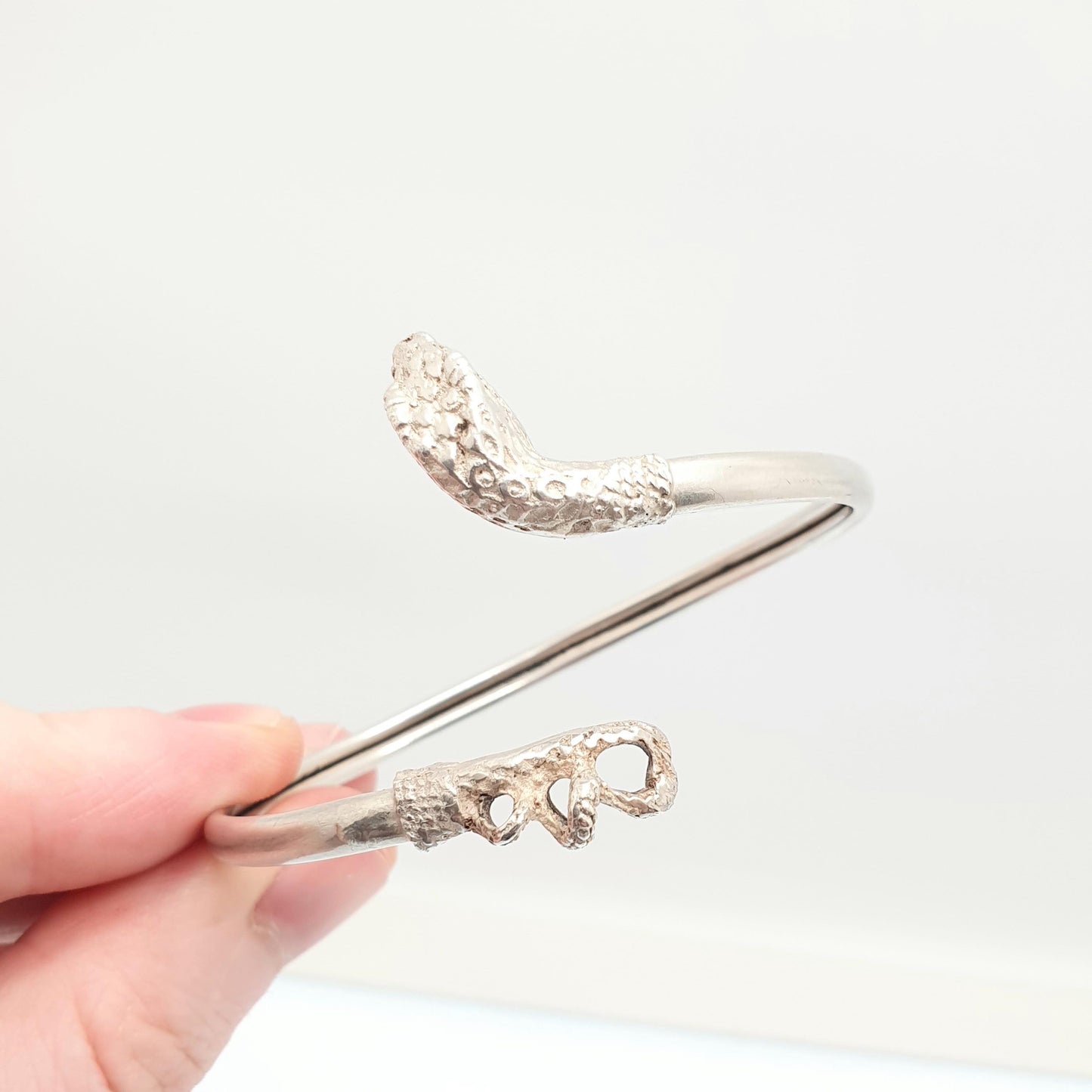 Antique Victorian Solid Silver Snake Bangle Bracelet Bypass Crossover Serpent Fine Estate Rare Vintage Womens Jewellery Jewelry