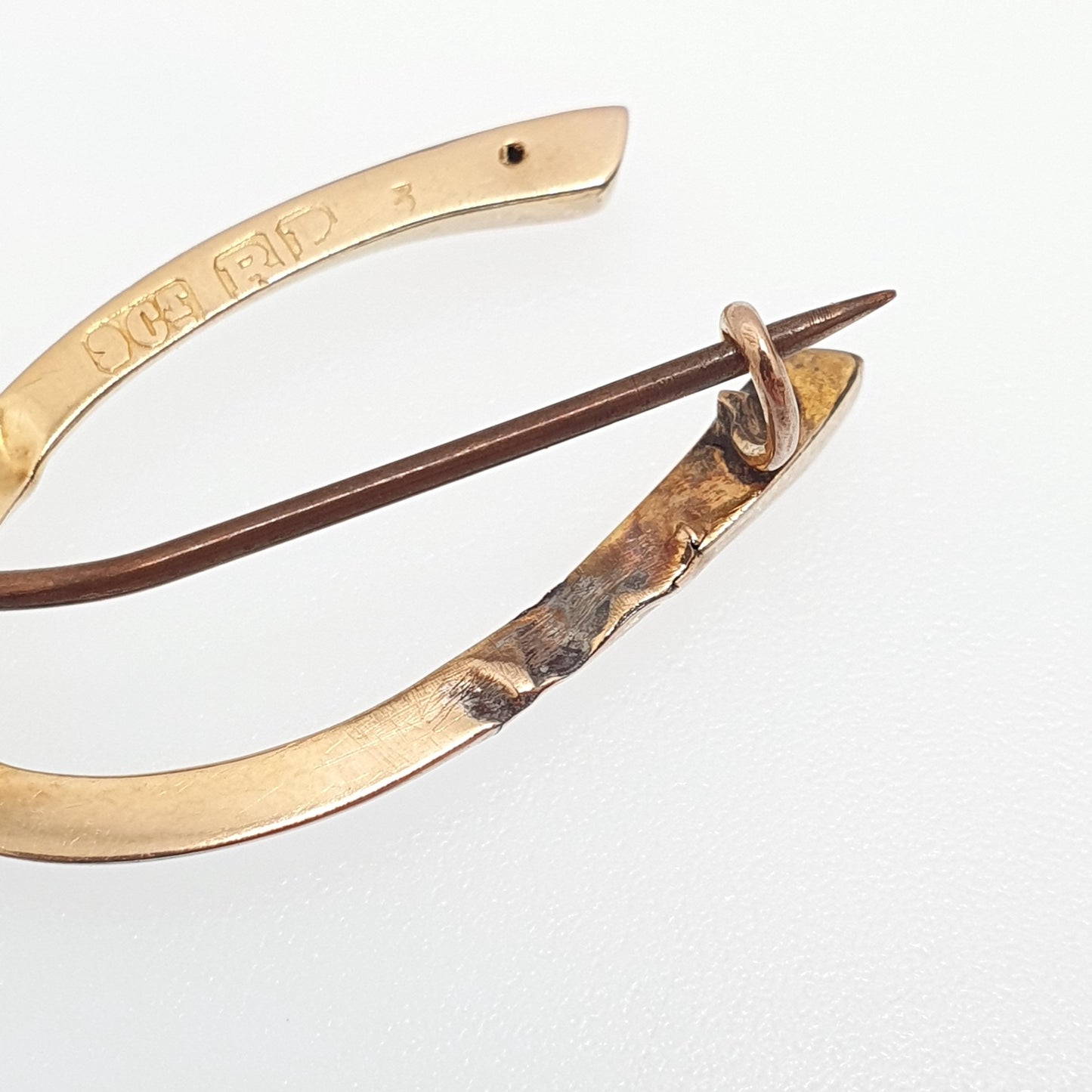 Antique 9ct 9k Gold Wishbone Brooch Victorian Turkey Pin Thanksgiving Good Luck Lucky Solid 375 Vintage Womens Jewelry Jewellery