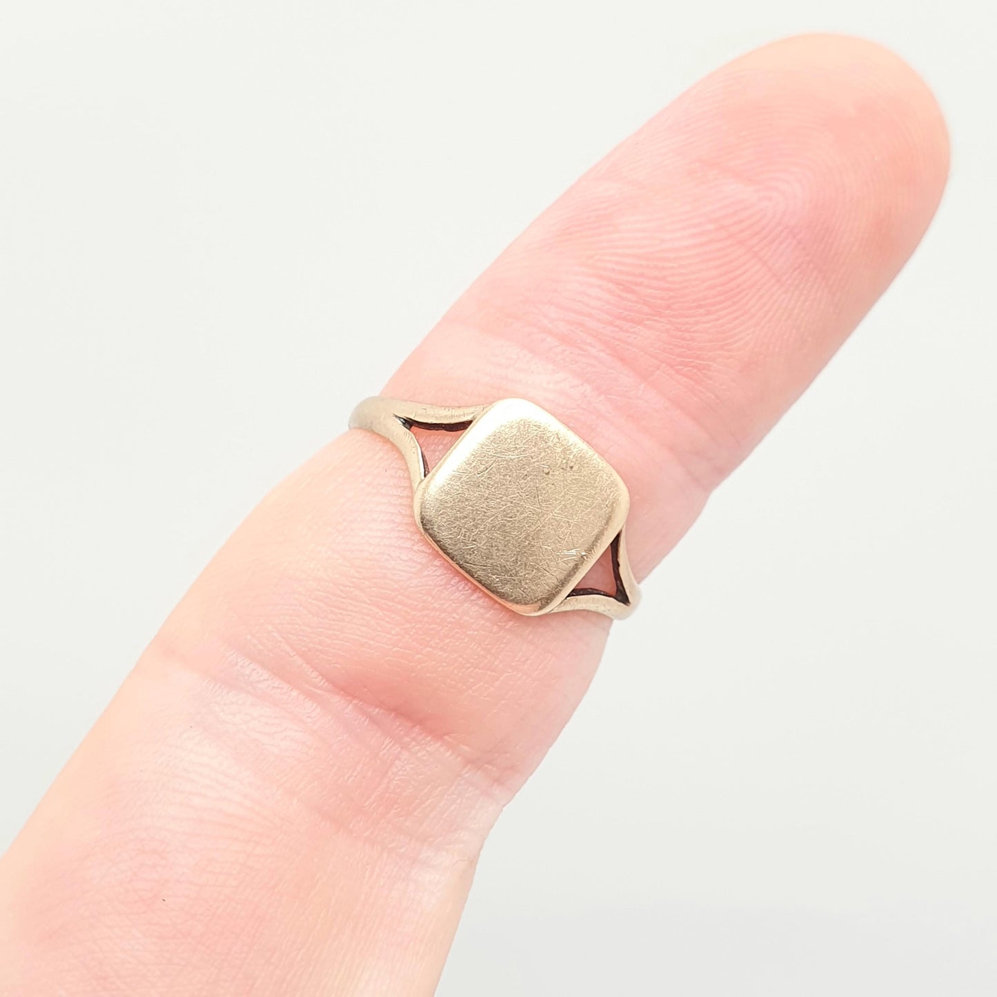 Antique Victorian 9ct 9k Gold Signet Ring Square Solid Yellow 375 9kt Plain Smooth Fine Estate Vintage Mens Womens Jewelry Jewellery