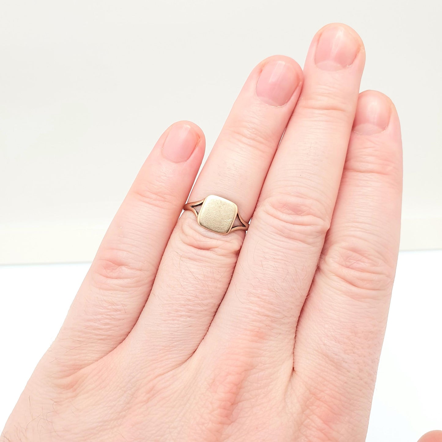 Antique Victorian 9ct 9k Gold Signet Ring Square Solid Yellow 375 9kt Plain Smooth Fine Estate Vintage Mens Womens Jewelry Jewellery