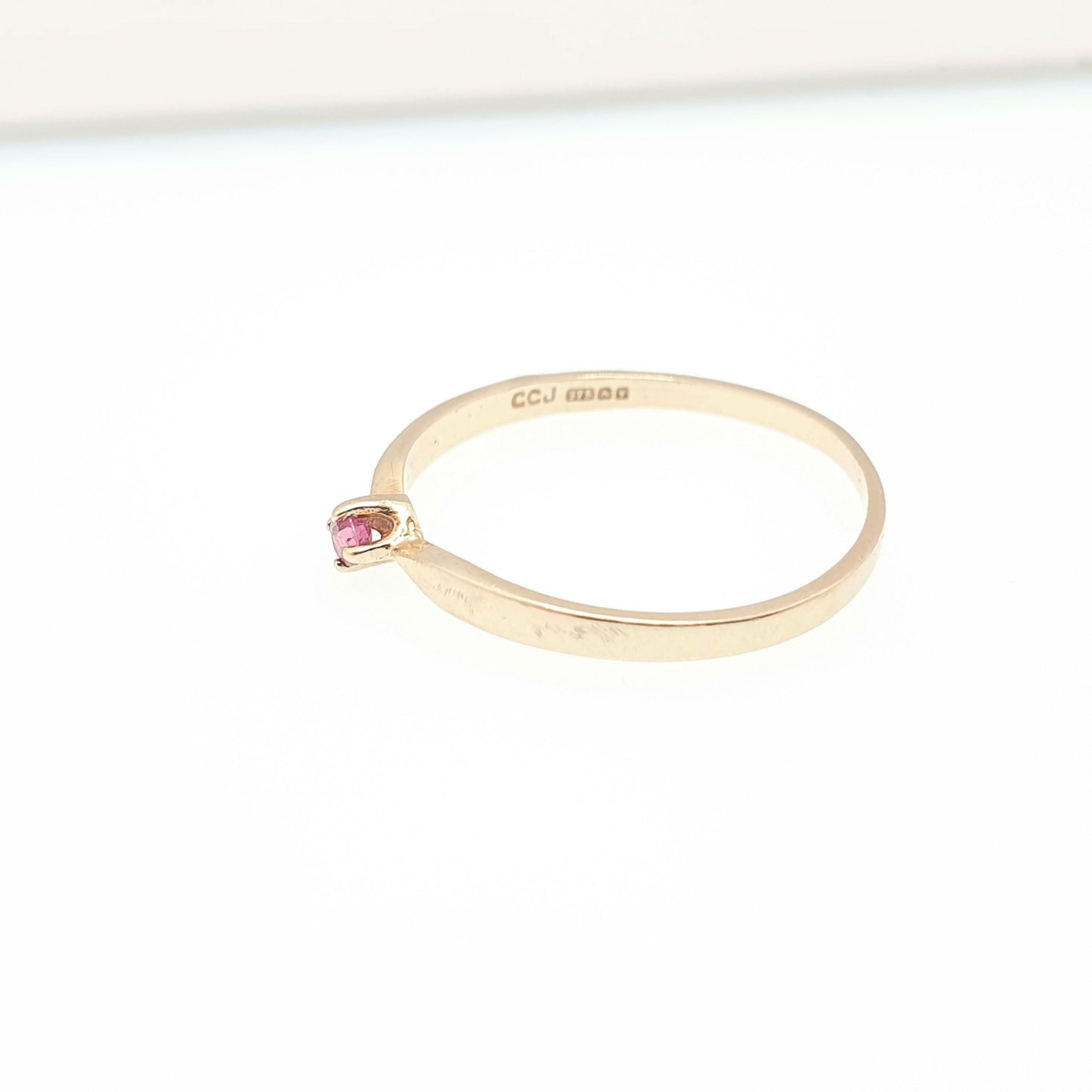 Vintage 9k 9ct Gold Ruby Ring Solid 375 9kt Red Gemstone Genuine Real Stacker Stacking Retro Womens Jewelry Jewellery Sparkly Estate