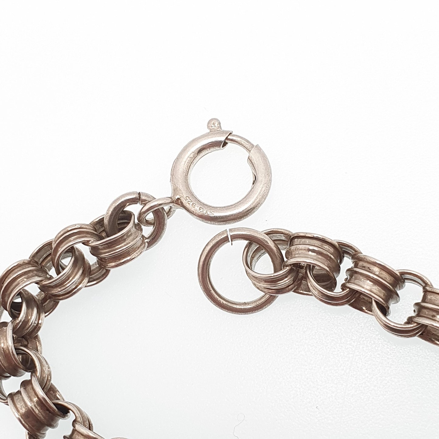 Antique Sterling Silver Victorian Bracelet Belcher Rolo Link Wide Thick Hallmark Round Guard Chain Vintage Womens 1800s Jewellery Jewelry