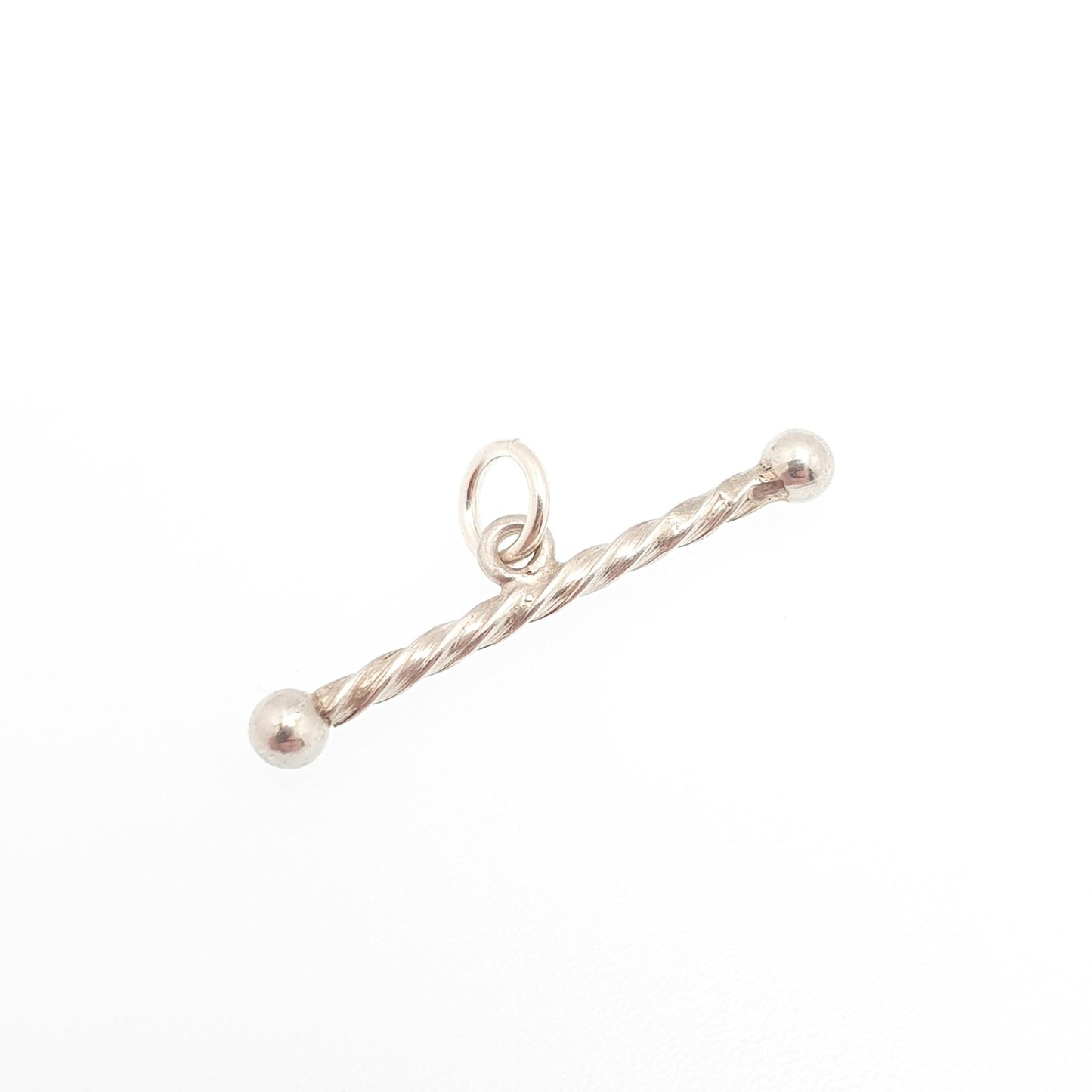 Antique Solid Silver T Bar Pendant Fob Victorian Necklace Albertina Chain Pocket Watch Charm 1800s Plain Vintage Womens Jewelry Jewellery