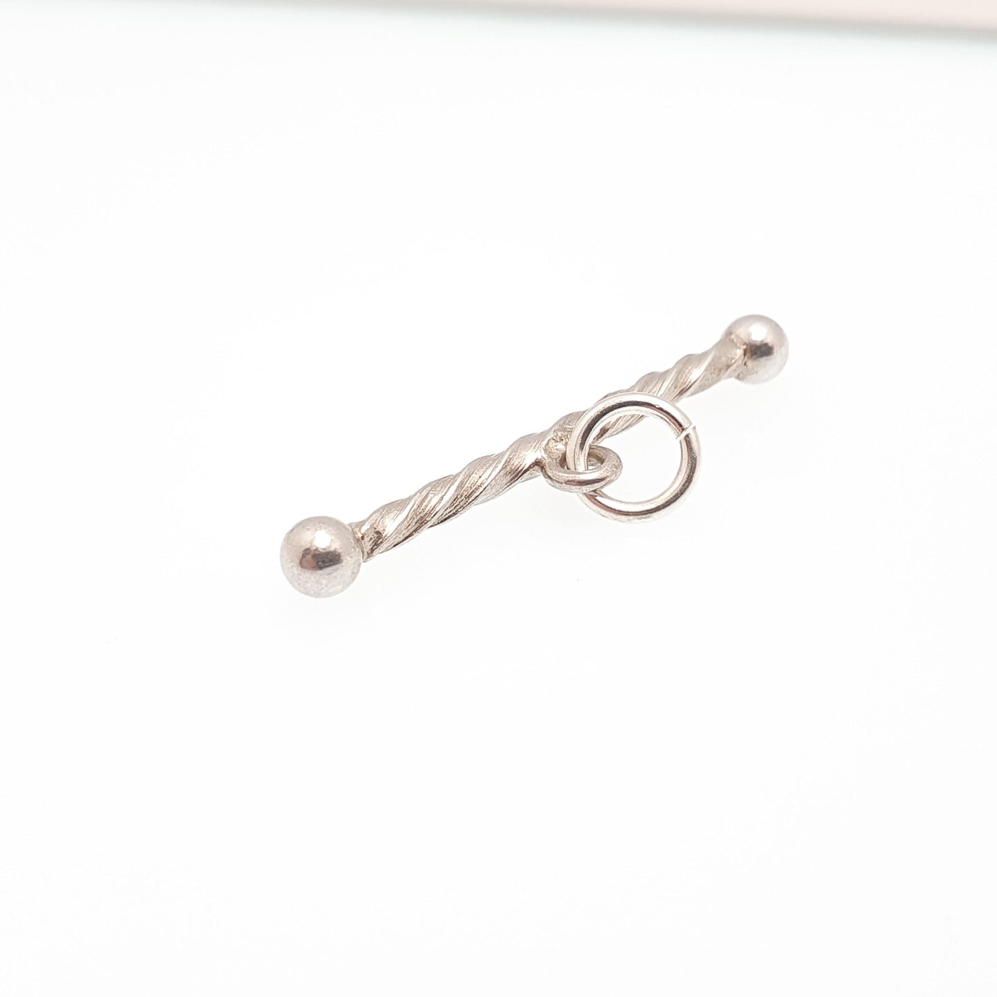 Antique Solid Silver T Bar Pendant Fob Victorian Necklace Albertina Chain Pocket Watch Charm 1800s Plain Vintage Womens Jewelry Jewellery