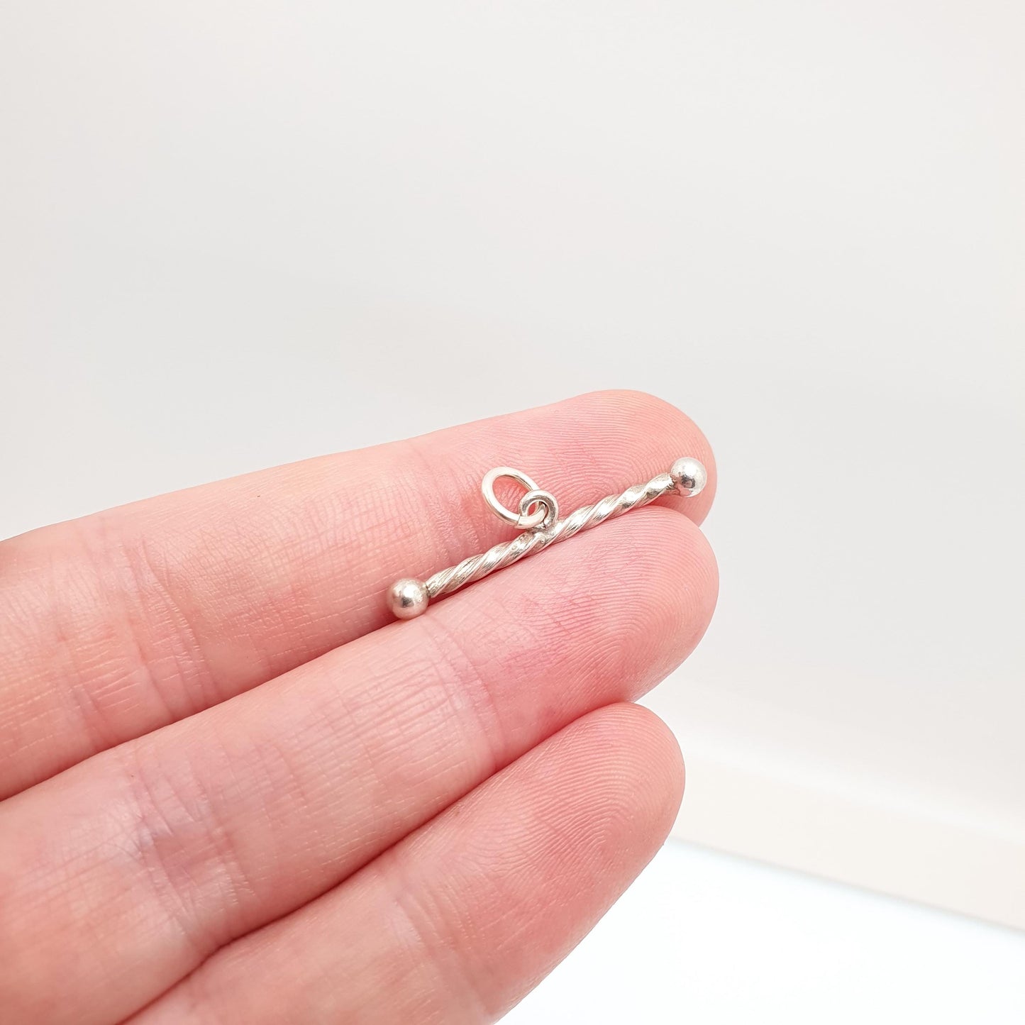 Antique Solid Silver T Bar Pendant Fob Victorian Necklace Albertina Chain Pocket Watch Charm 1800s Plain Vintage Womens Jewelry Jewellery