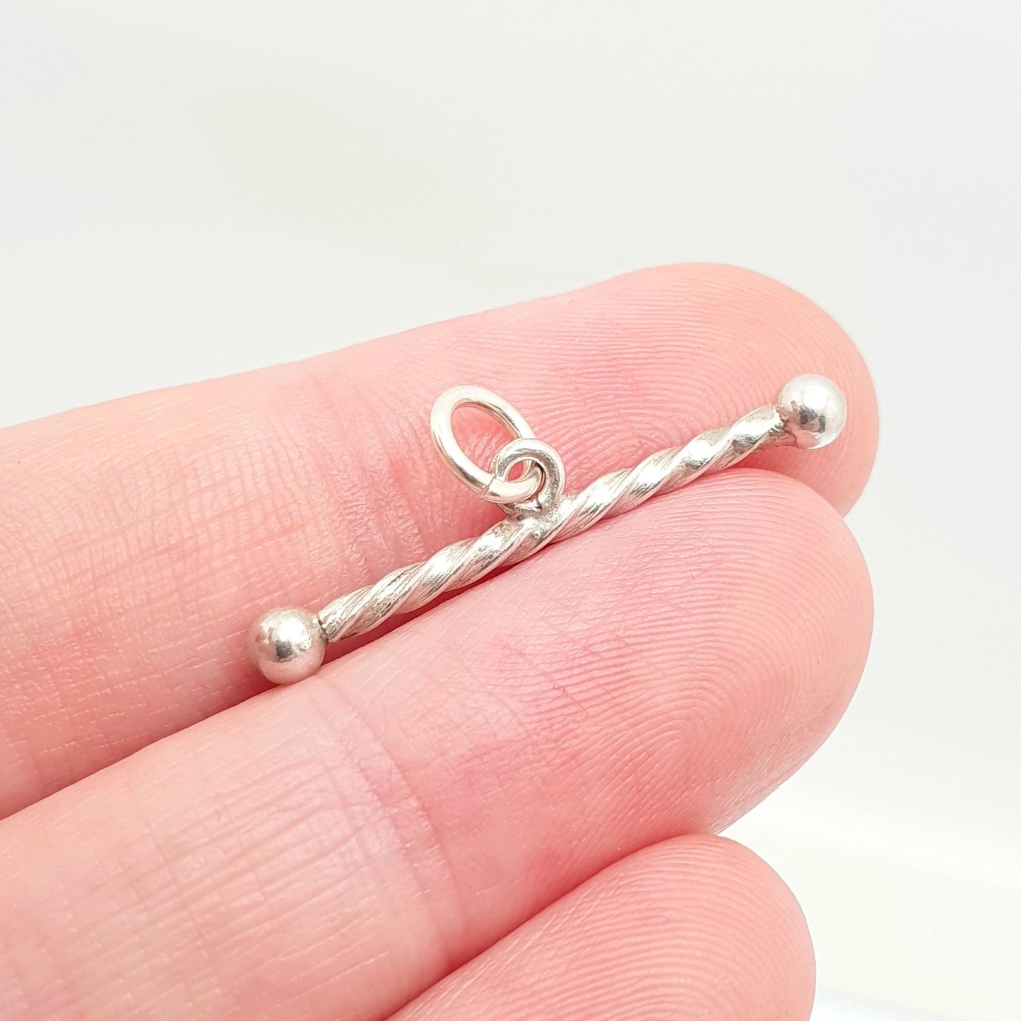 Antique Solid Silver T Bar Pendant Fob Victorian Necklace Albertina Chain Pocket Watch Charm 1800s Plain Vintage Womens Jewelry Jewellery