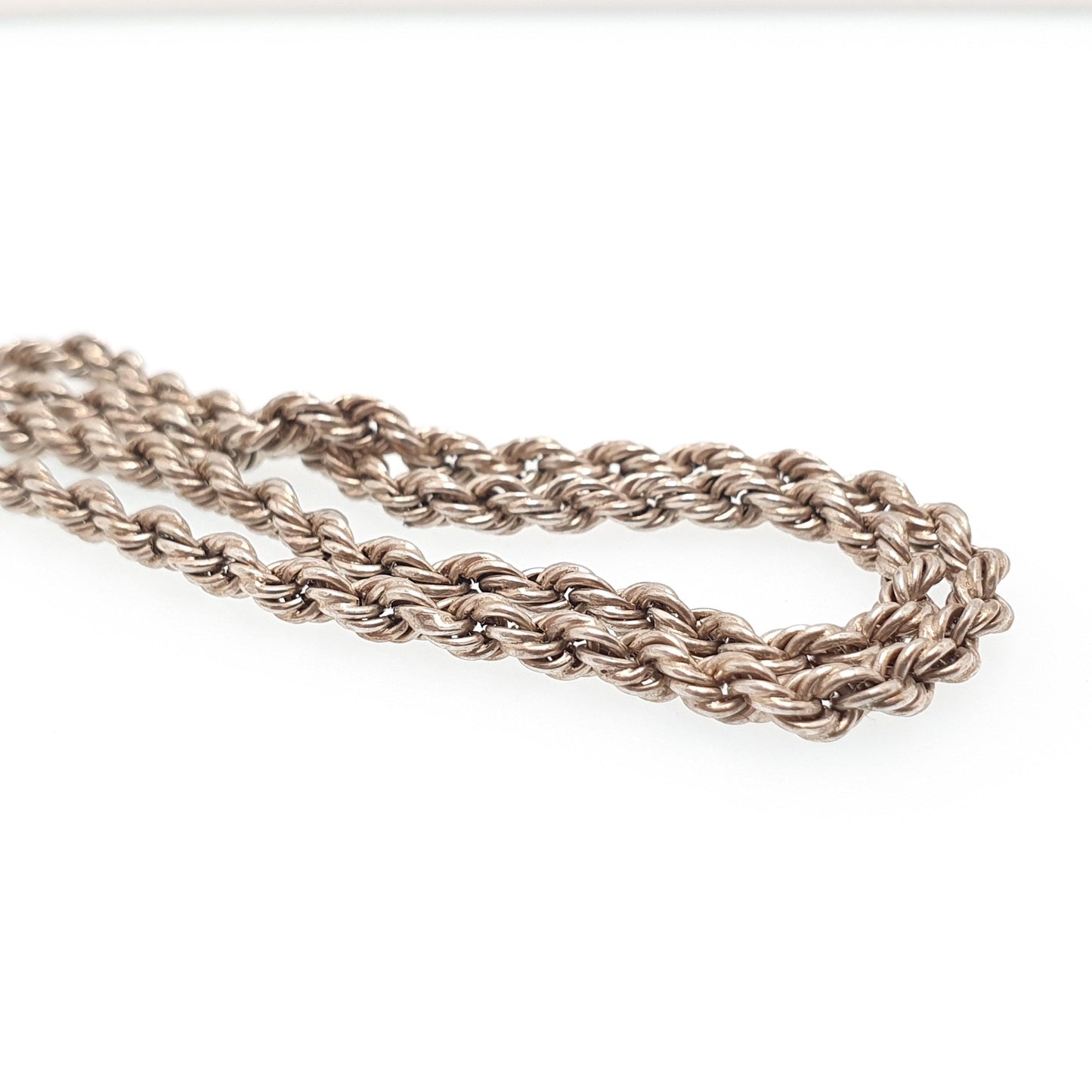 Antique Victorian Solid Silver Albertina Bracelet Double Rope Link Dog Clip 5.42g 18cm Twist Helix Vintage Chain Womens Jewelry Jewellery