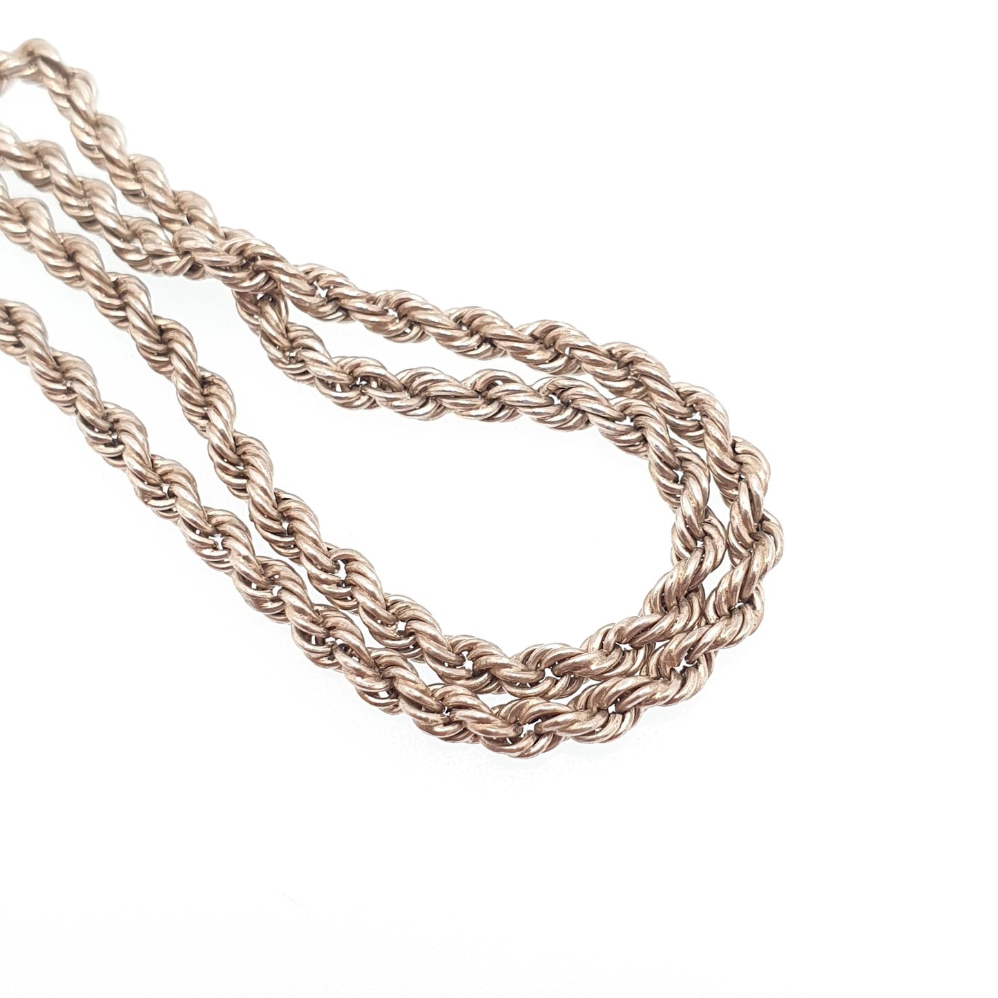 Antique Victorian Solid Silver Albertina Bracelet Double Rope Link Dog Clip 5.42g 18cm Twist Helix Vintage Chain Womens Jewelry Jewellery