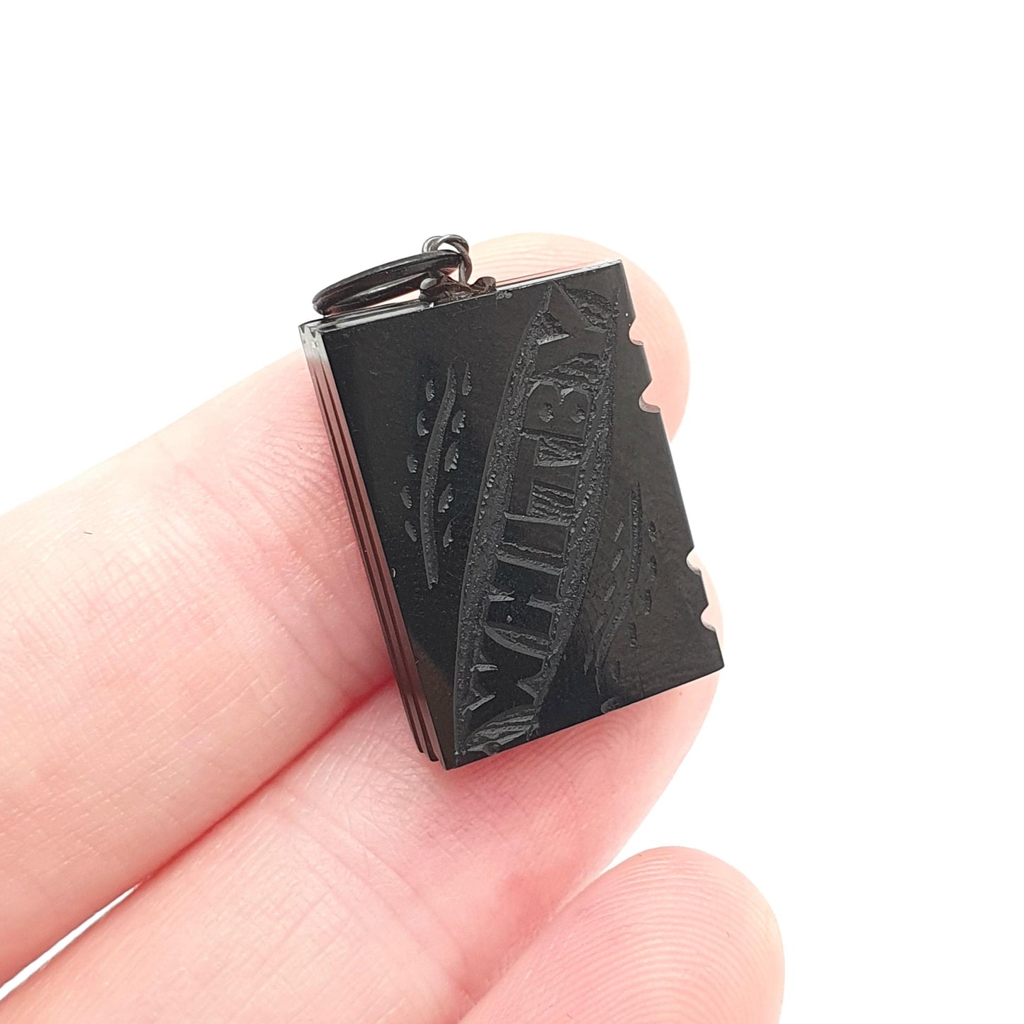 Antique Victorian Whitby Jet Book Bible Pendant Necklace Diary Engraved Rare Fine Gemstone Hand Carved Vintage 1800s Jewelry Jewellery