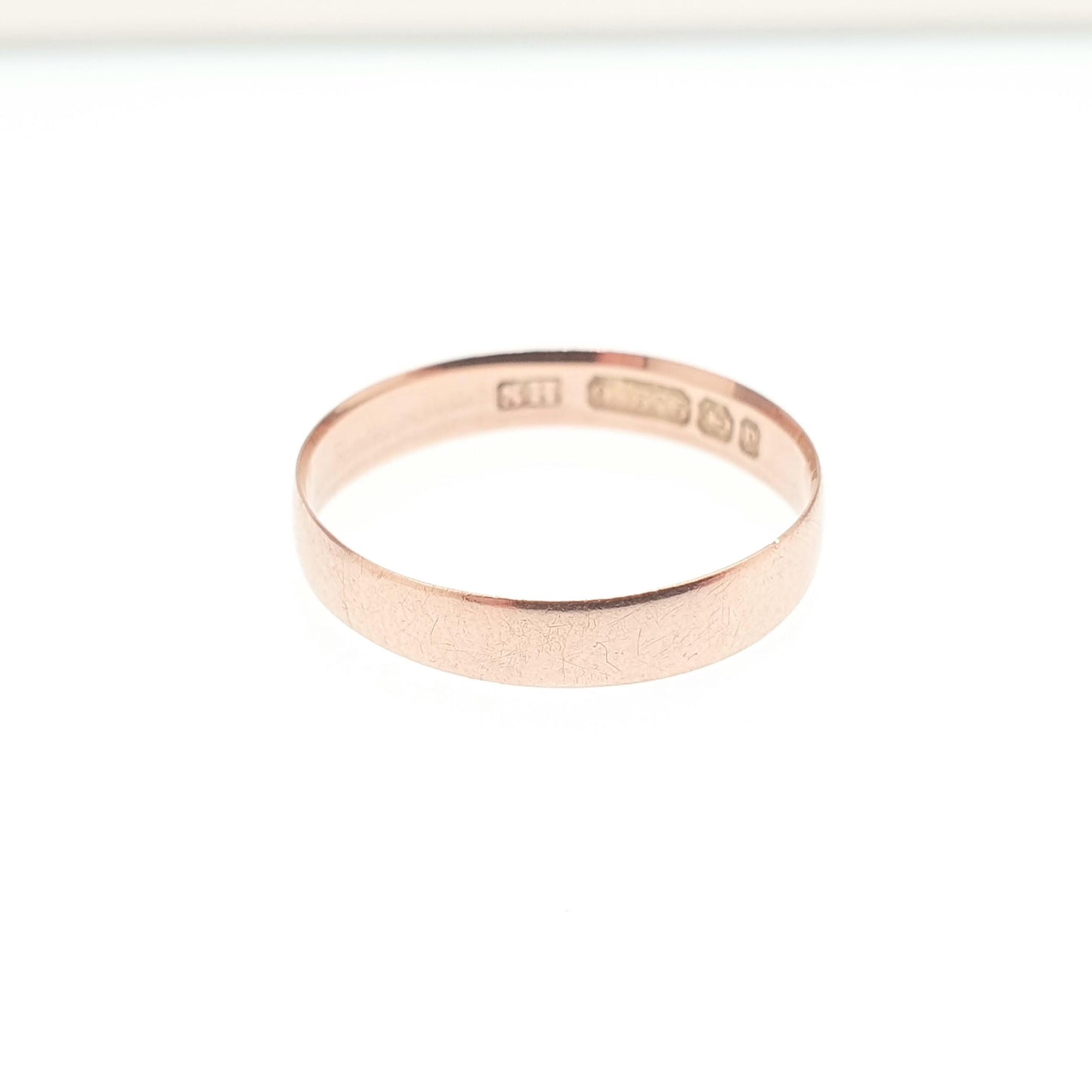 Antique Victorian 9ct Rose Gold Band Ring Wedding 1898 Hallmark Solid 9k 375 Plain Smooth Fine Estate Mens Womens Vintage Jewelry Jewellery