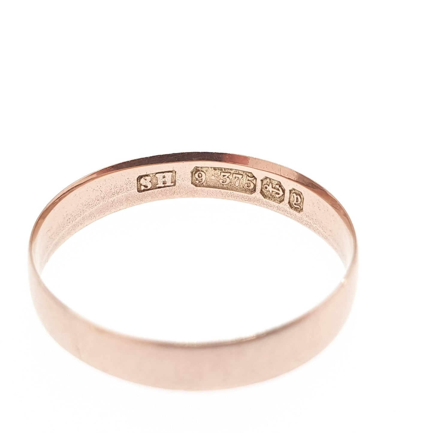 Antique Victorian 9ct Rose Gold Band Ring Wedding 1898 Hallmark Solid 9k 375 Plain Smooth Fine Estate Mens Womens Vintage Jewelry Jewellery