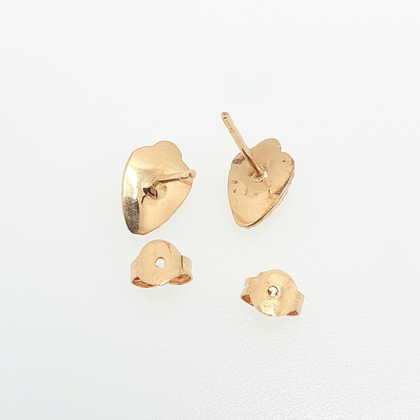 Vintage 18ct 18k Gold Stud Earrings Faceted Triangle French Solid 750 18kt Genuine Fine Estate Gift Dome Ladies Womens Jewelry Jewellery