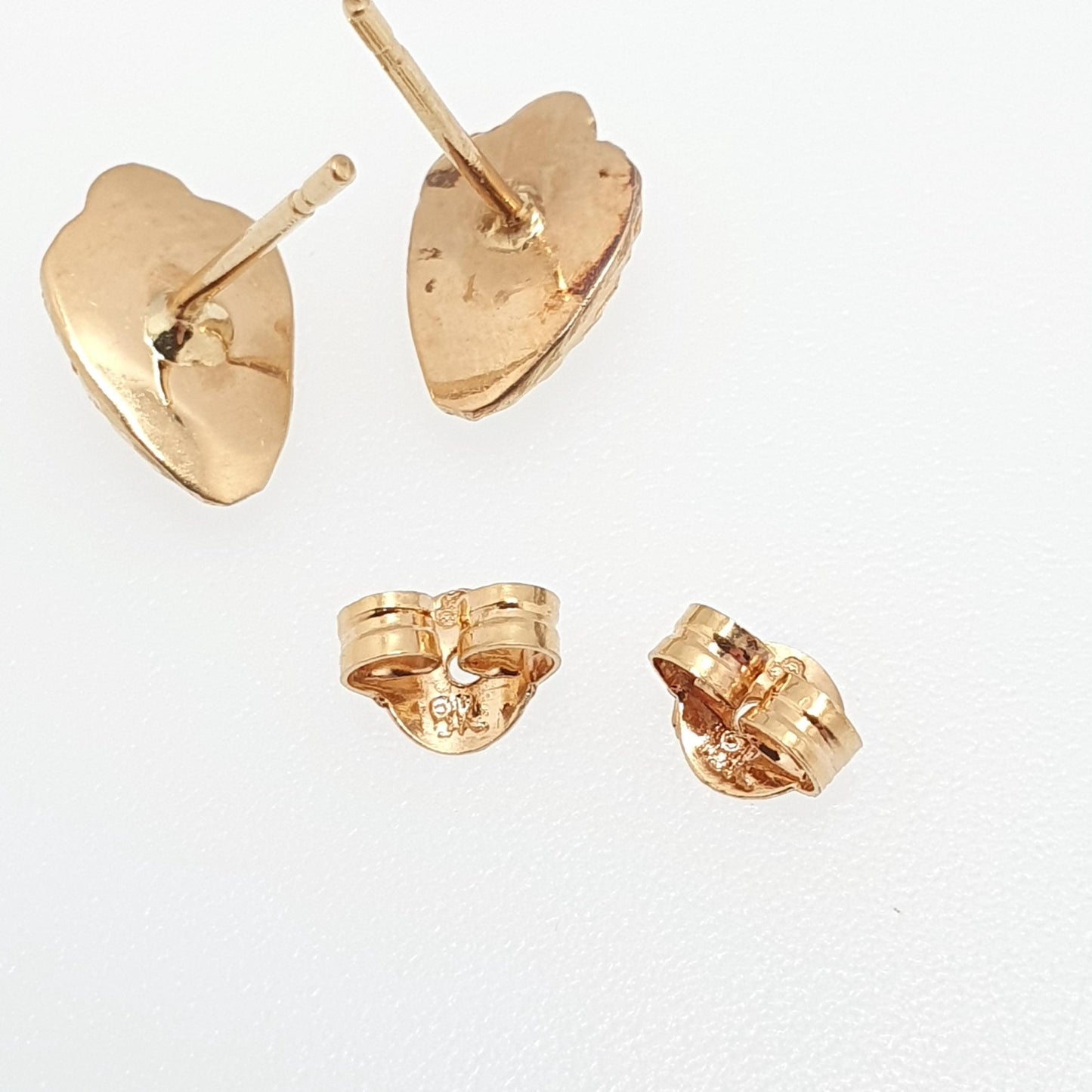 Vintage 18ct 18k Gold Stud Earrings Faceted Triangle French Solid 750 18kt Genuine Fine Estate Gift Dome Ladies Womens Jewelry Jewellery