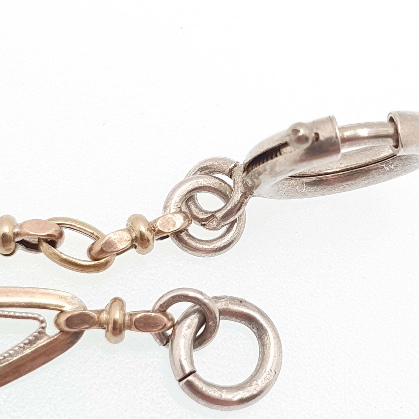 Antique Solid Silver French Albert Chain Bracelet Gold Vermeil Victorian Art Nouveau Fancy Link 19.5cm 4.79g Jewelry Jewellery Womens