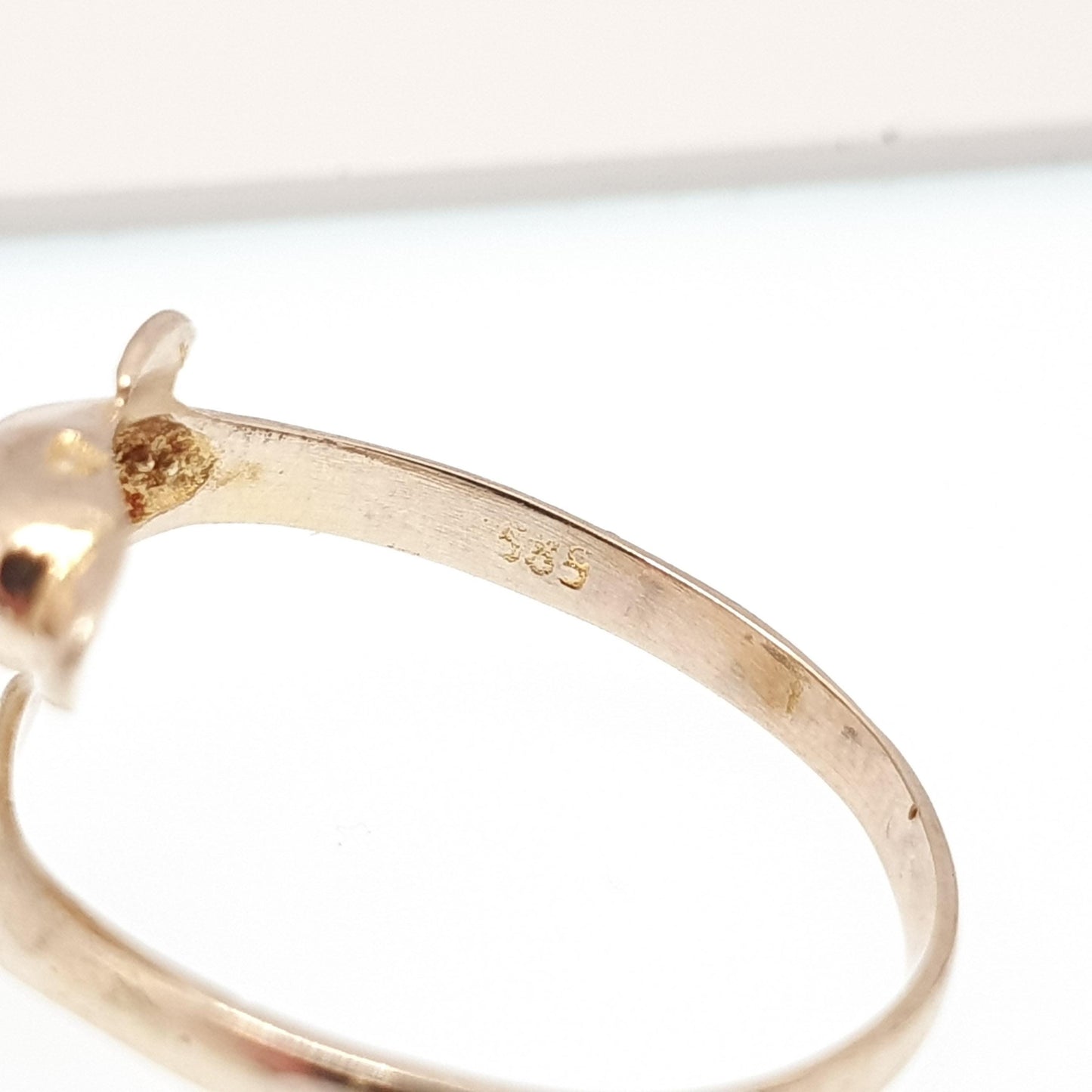Vintage 14k Gold Dolphin Ring Solid 14kt 585 Yellow Crossover Wrap Band Stacker Stacking Fine Animal Round Womens Retro Jewelry Jewellery