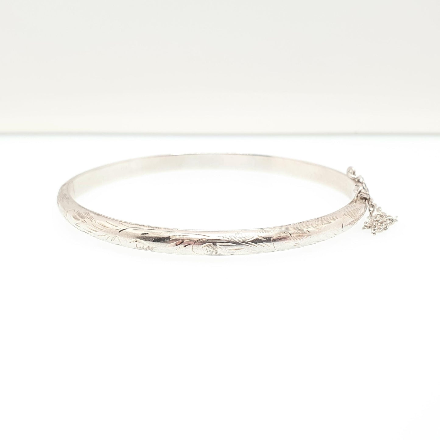Vintage 925 Silver Bangle Snap Bracelet 9.45g Engraved Hand Engraving Fine Thin Sterling Retro Ladies Womens Retro Jewelry Jewellery
