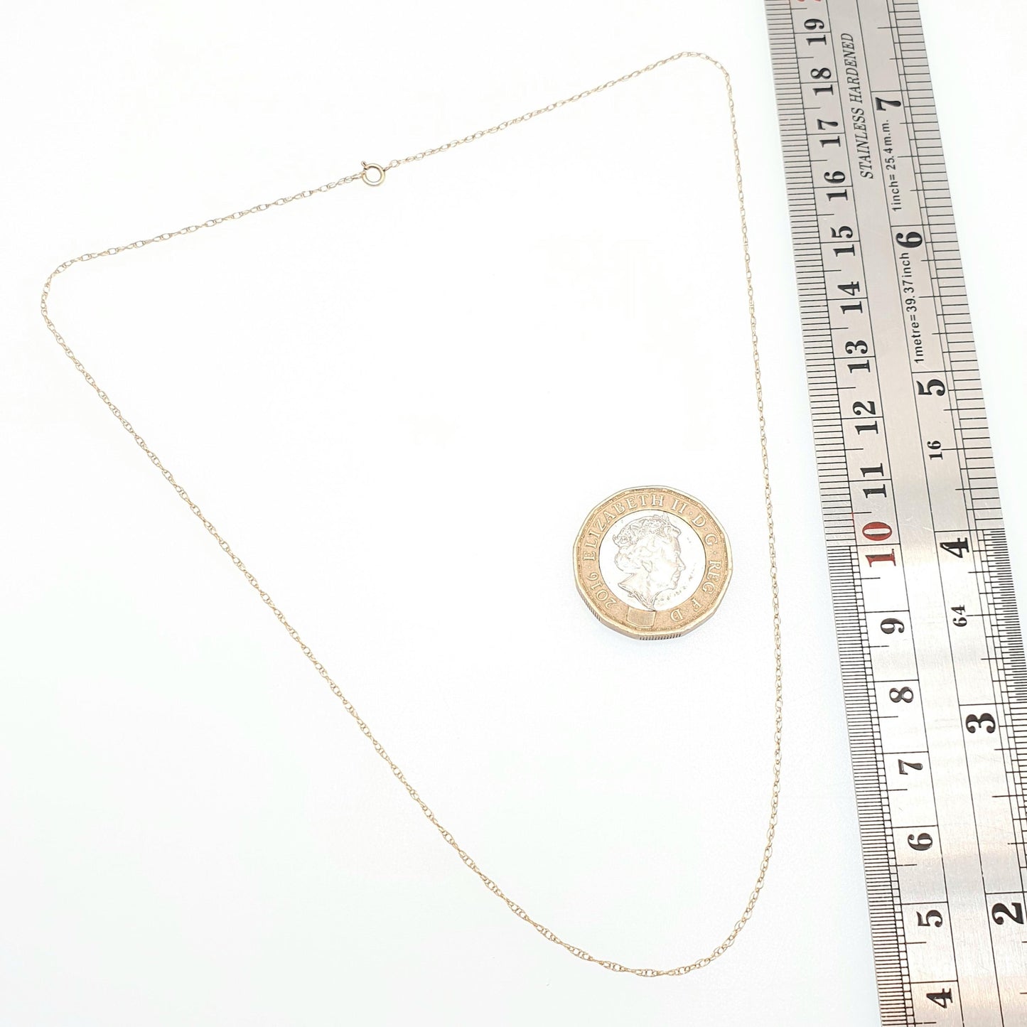 Vintage 9k 9ct Gold Chain Necklace Rope Link 41cm 16.1" 0.55g Twisting Cable Link Helix Long Fine Solid 375 9 Carat Women Jewelry Jewellery