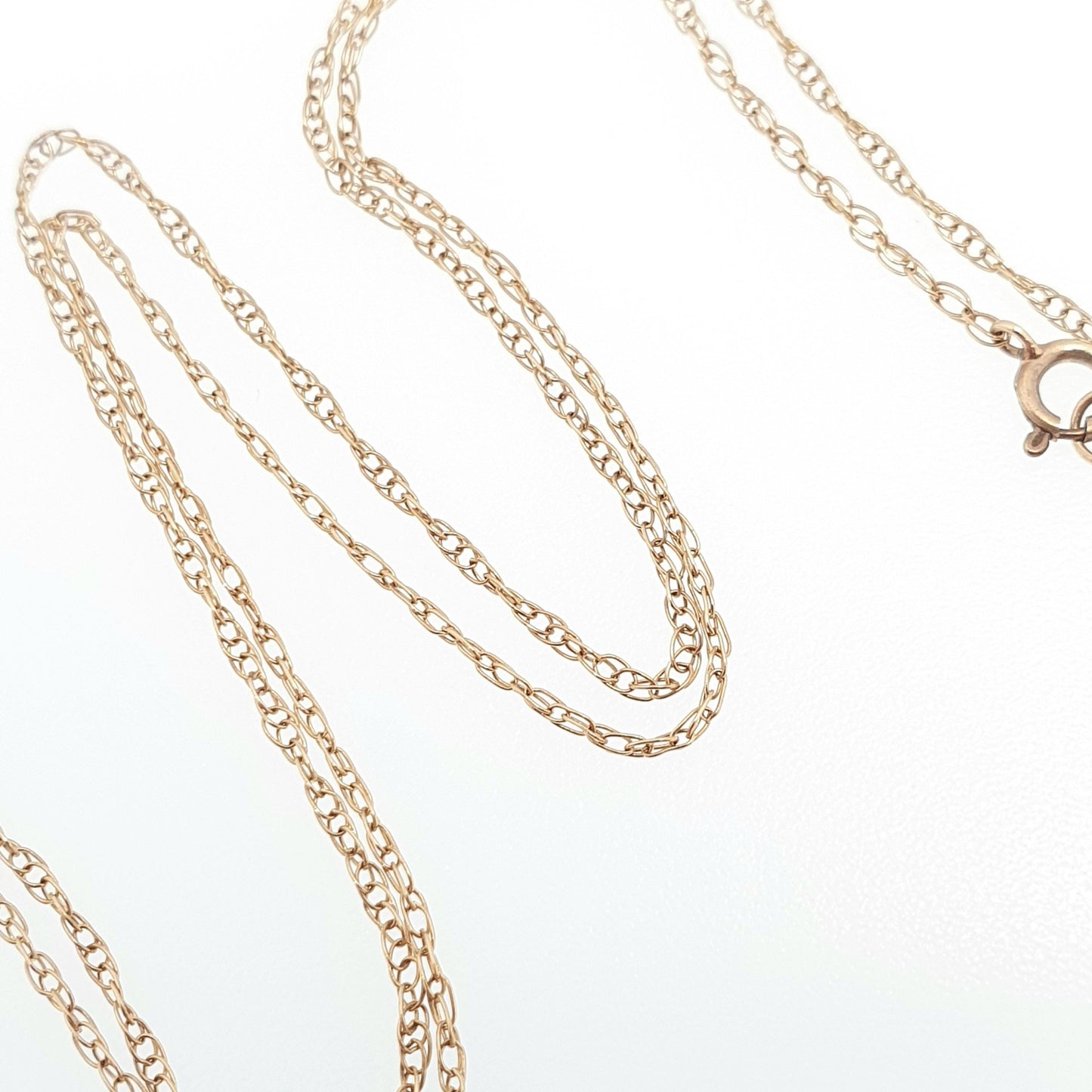 Vintage 9k 9ct Gold Chain Necklace Rope Link 41cm 16.1" 0.55g Twisting Cable Link Helix Long Fine Solid 375 9 Carat Women Jewelry Jewellery