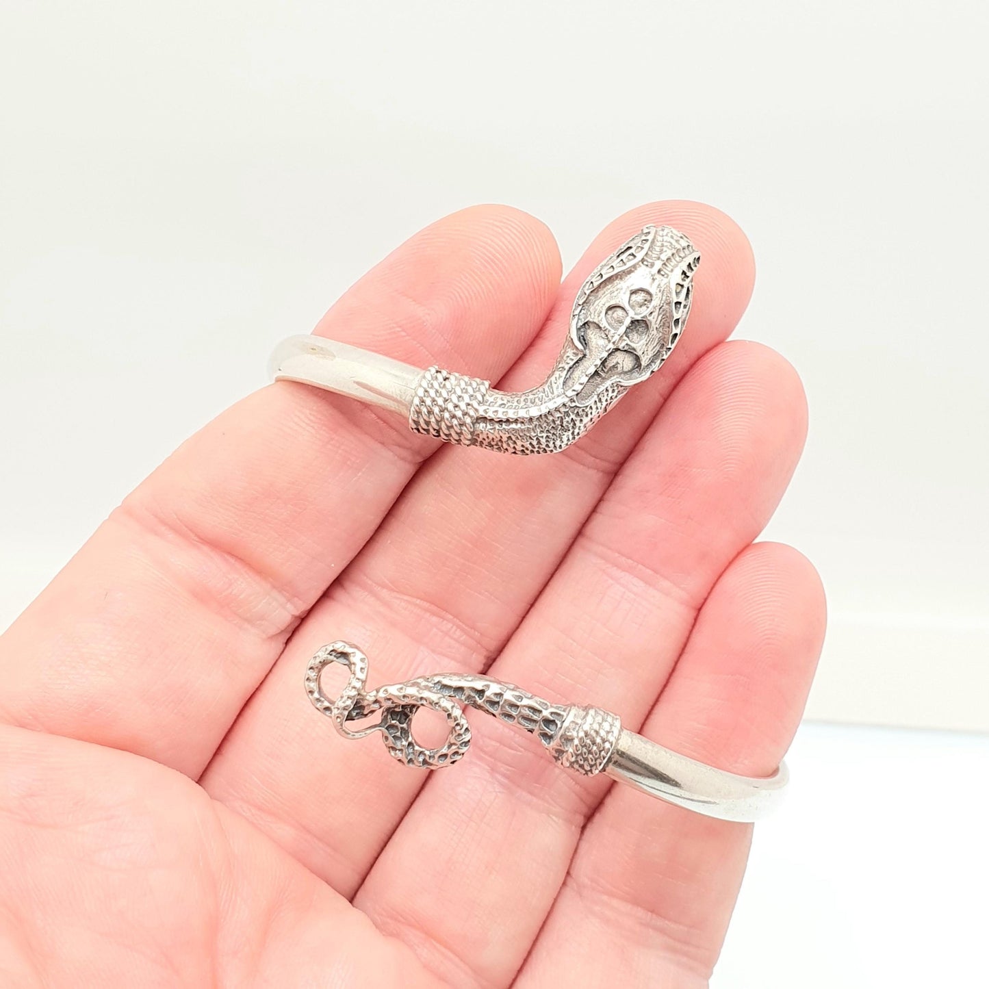Antique Solid Silver Snake Bangle Bracelet Victorian Bypass Crossover Serpent Fine Estate Rare Vintage Womens Jewellery Jewelry