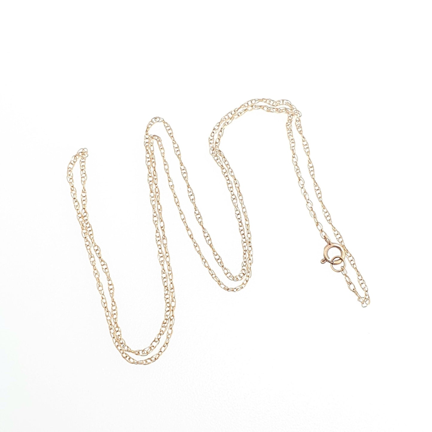 Vintage 9k 9ct Gold Chain Necklace Rope Link 41cm 16.1" 0.55g Twisting Cable Link Helix Long Fine Solid 375 9 Carat Women Jewelry Jewellery