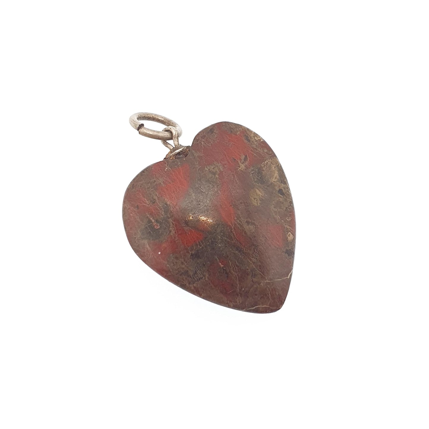 RESERVED/SOLD DON Antique Jasper Heart Pendant Victorian Necklace Red Green Gemstone Quartz Real Genuine Puffer Puffy