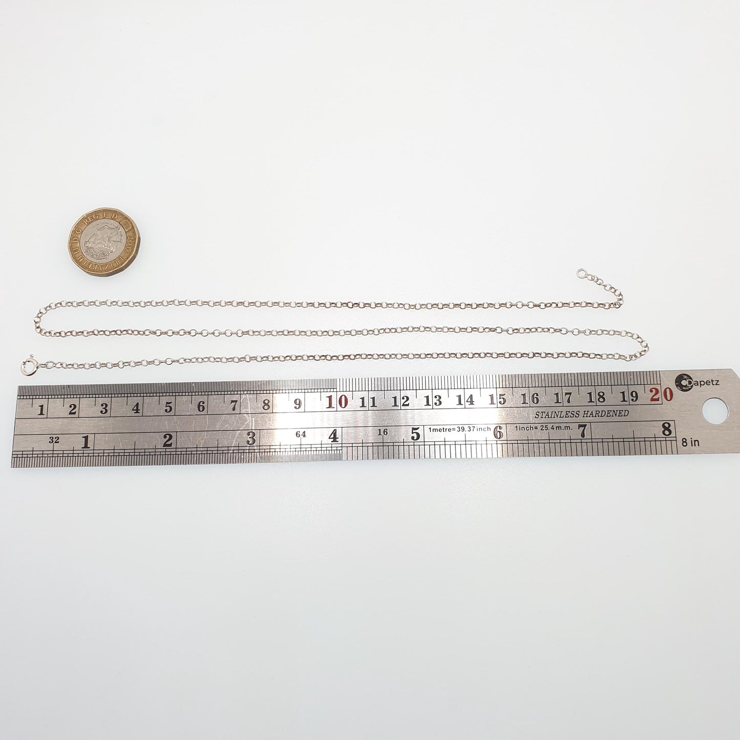 RESERVED/SOLD DON Vintage Solid Silver Rolo Link Chain Necklace 60cm 23.6" 4.18g Belcher Chains 1970s Big Round Solid 925