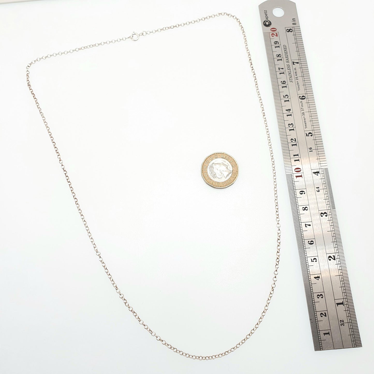RESERVED/SOLD DON Vintage Solid Silver Rolo Link Chain Necklace 60cm 23.6" 4.18g Belcher Chains 1970s Big Round Solid 925