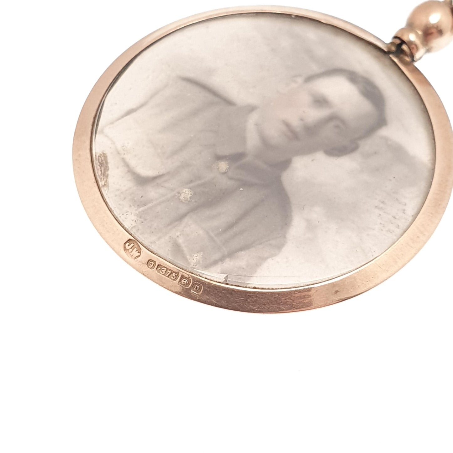Antique 9ct Rose Gold Locket Pendant Necklace 1912 Hallmark Solid 375 9k Round Plain Vintage Photo Picture Glass Gift Jewelry Jewellery