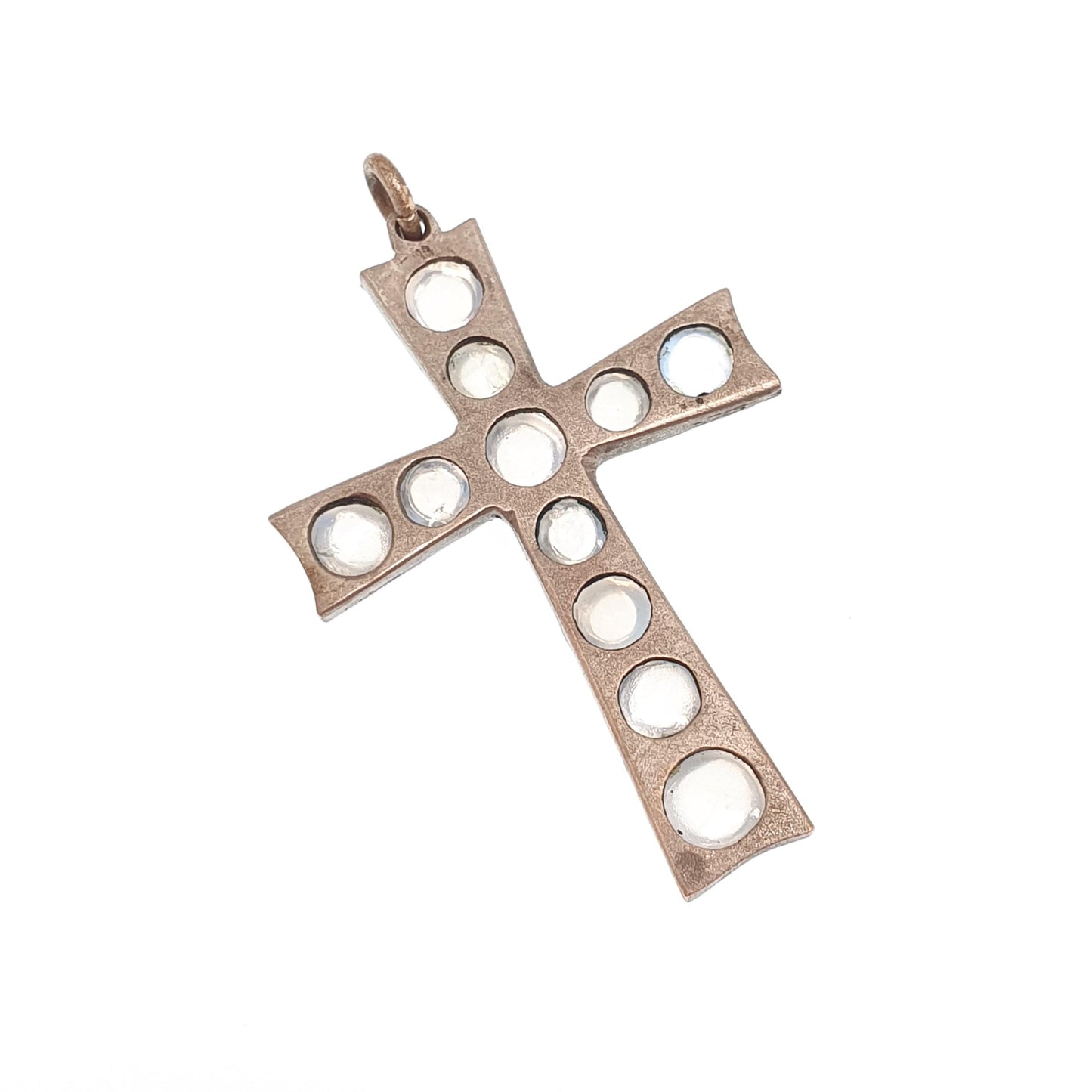 Antique Moonstone Cross Pendant Crucifix Necklace Victorian Silver Tone Rare Fine Christian Catholic Blue Clear Gemstone Jewelry Jewellery