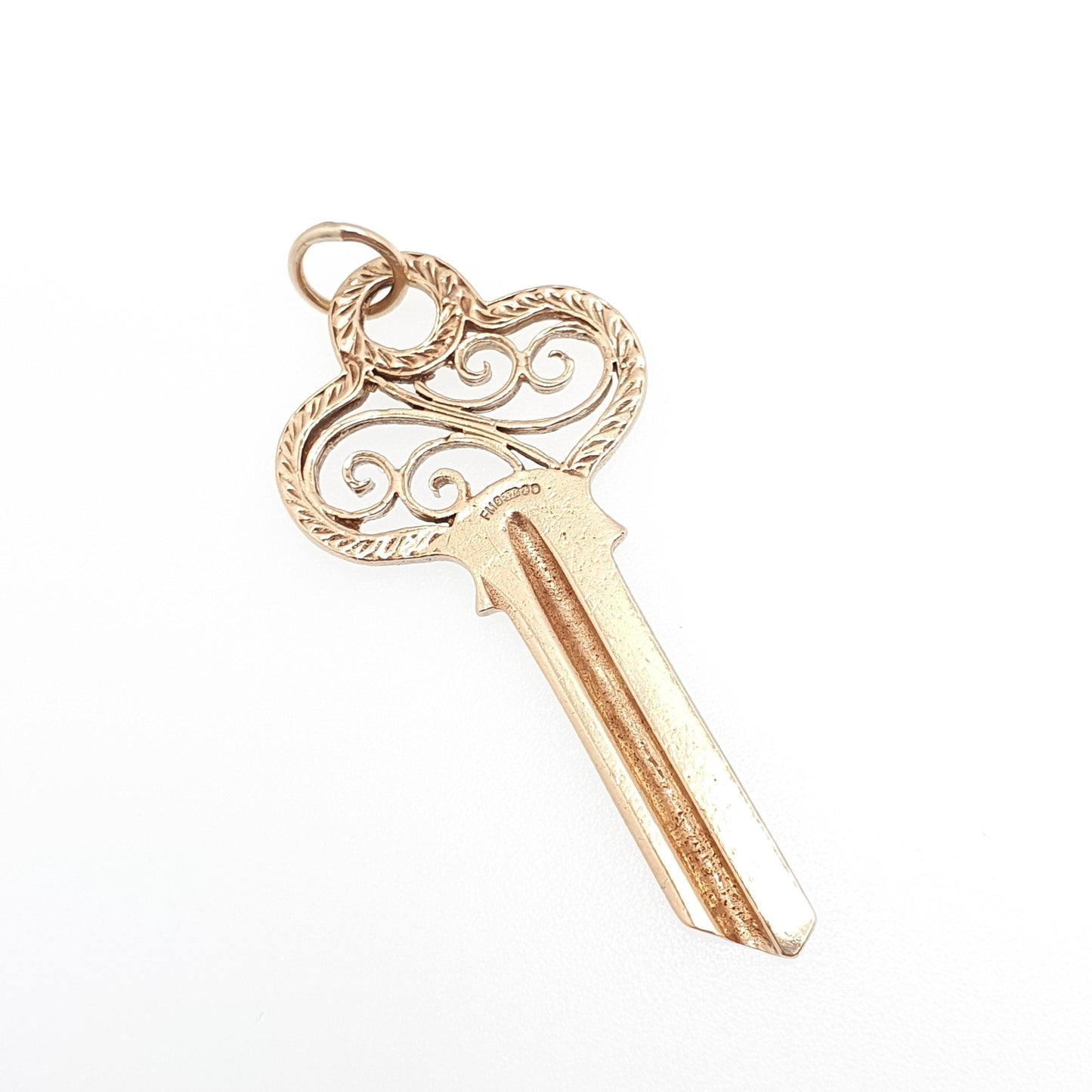 Vintage 9ct 9kt Gold Key Pendant Necklace Large Big 1965 Hallmark Retro Solid 9k Skeleton Door Yale Style Mens Womens Jewelry Jewellery