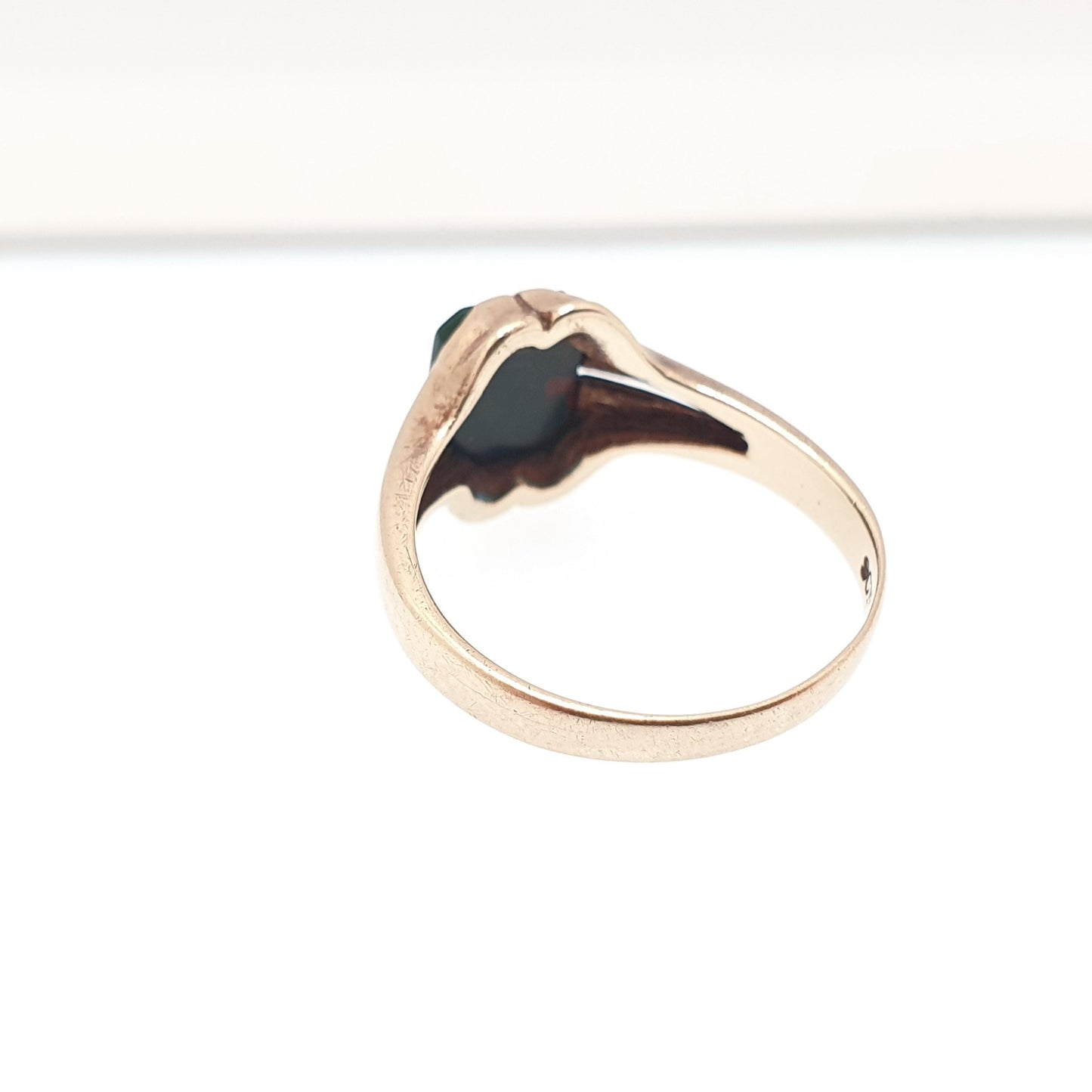 Antique 9ct Gold Bloodstone Signet Ring Art Deco Rectangular Cut Solid 9k 9kt 375 1920s Genuine Real Gemstone Quartz Mens Womens Vintage