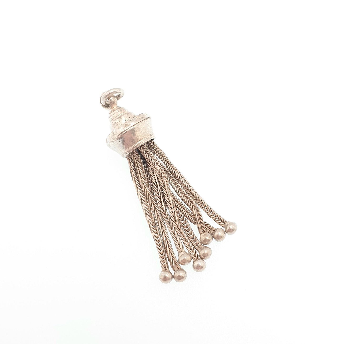 Antique Victorian Solid Silver Tassel Fob Bracelet Charm Necklace Pendant 1800s Genuine Albert Albertina Chain Vintage Womens Jewelry