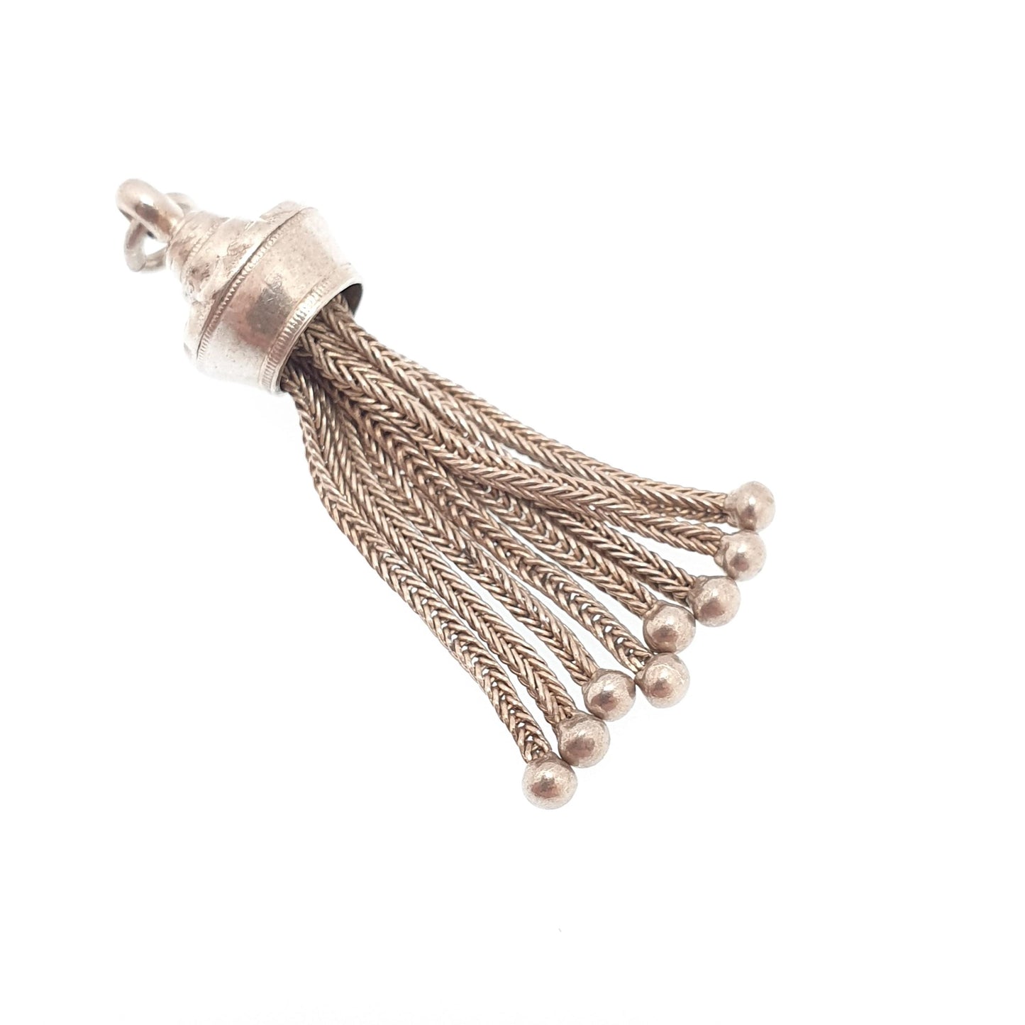 Antique Victorian Solid Silver Tassel Fob Bracelet Charm Necklace Pendant 1800s Genuine Albert Albertina Chain Vintage Womens Jewelry