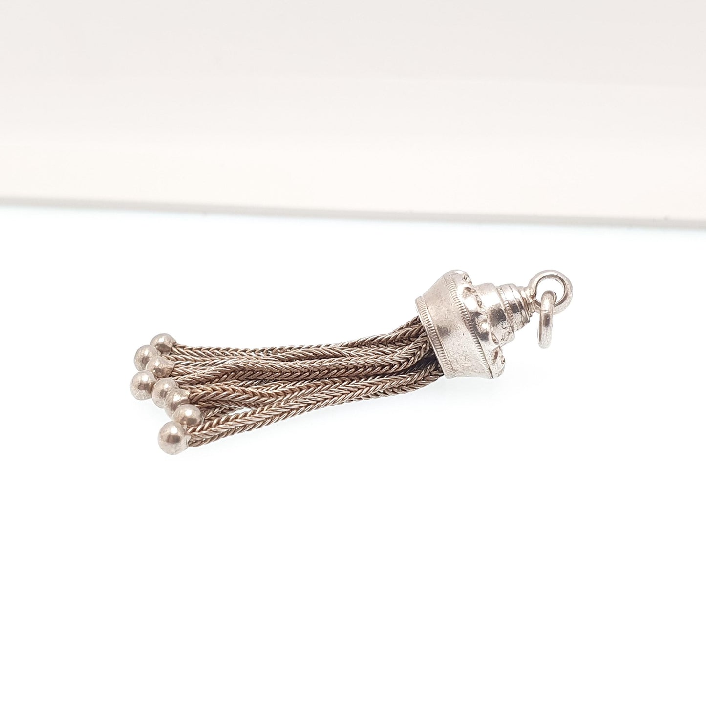 Antique Victorian Solid Silver Tassel Fob Bracelet Charm Necklace Pendant 1800s Genuine Albert Albertina Chain Vintage Womens Jewelry