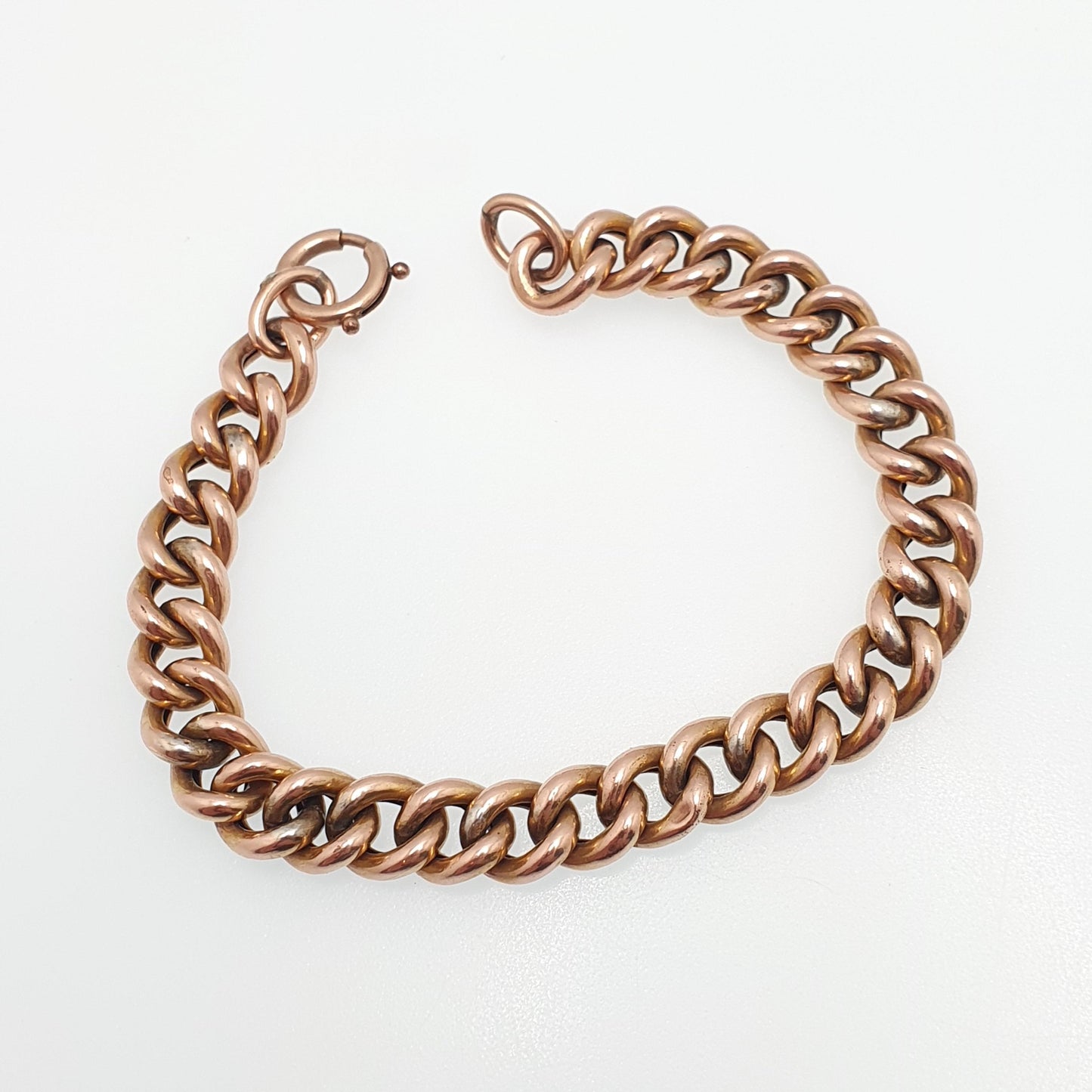 Antique Victorian Rolled Gold Bracelet Curb Link Chased Pattern Rose Gold Filled 20cm 7.85" 13.85g Chunky Jewelry Jewellery Mens Womens