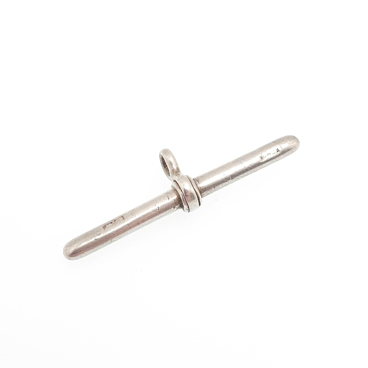Antique Sterling Silver T Bar Pendant Fob Victorian Albert Chain Necklace Pocket Watch Charm Solid 925 Vintage Mens Womens Jewelry Jewellery