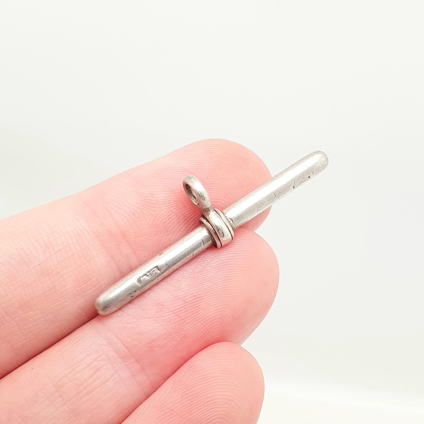 Antique Sterling Silver T Bar Pendant Fob Victorian Albert Chain Necklace Pocket Watch Charm Solid 925 Vintage Mens Womens Jewelry Jewellery