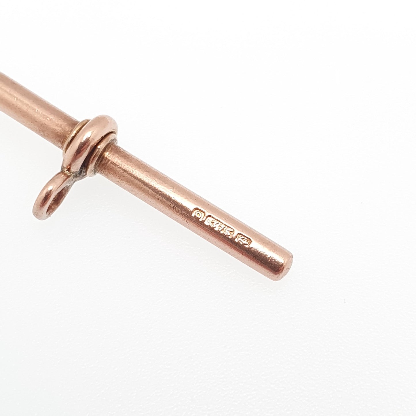 Antique 9ct Rose Gold T Bar Pendant Fob Necklace Solid 375 9k 9 Carat Large Hallmark Albert Chain Red Vintage Jewelry Jewellery Mens Womens