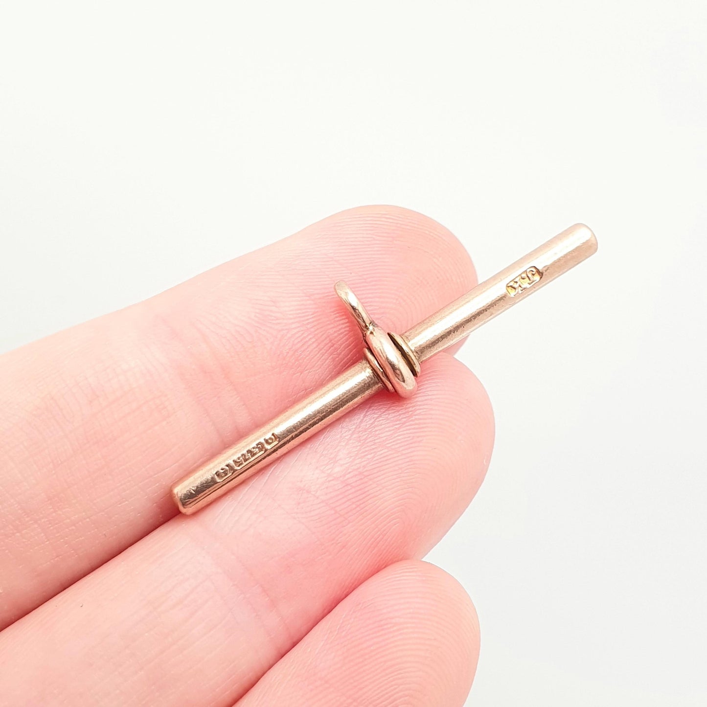 Antique 9ct Rose Gold T Bar Pendant Fob Necklace Solid 375 9k 9 Carat Large Hallmark Albert Chain Red Vintage Jewelry Jewellery Mens Womens