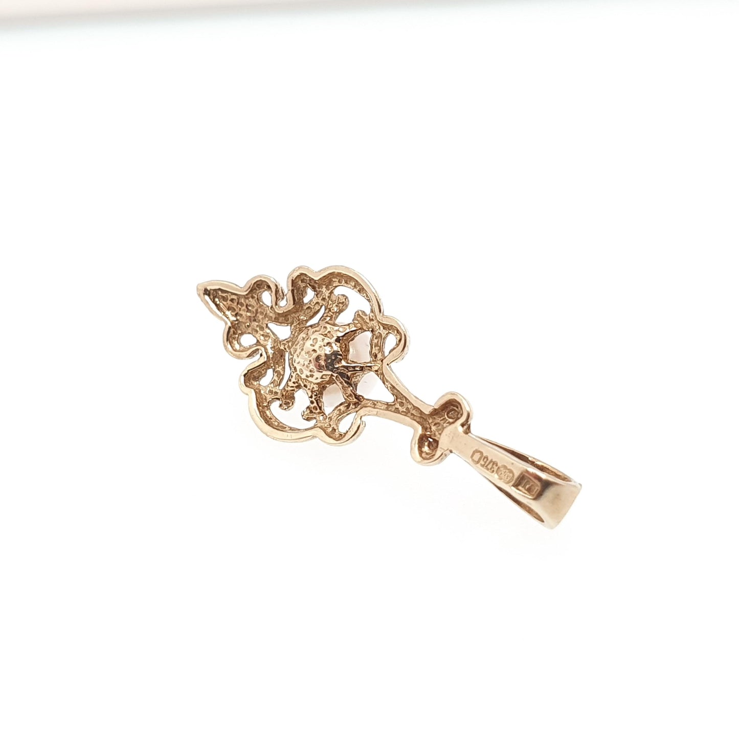 Vintage 9k 9ct Gold Pearl Necklace Pendant Cultured Pearl Genuine Real Hallmarked Solid 375 Yellow Cute Ladies Womens Jewelry Jewellery