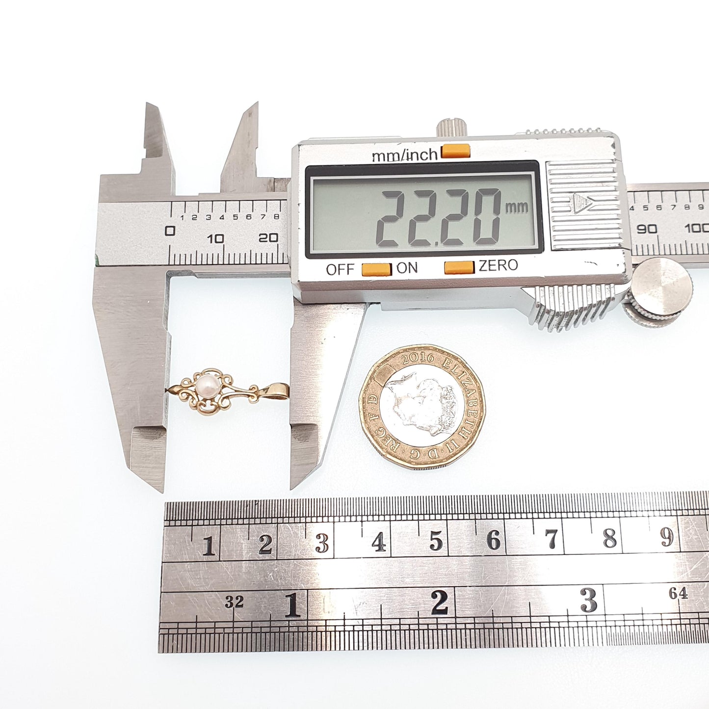 Vintage 9k 9ct Gold Pearl Necklace Pendant Cultured Pearl Genuine Real Hallmarked Solid 375 Yellow Cute Ladies Womens Jewelry Jewellery