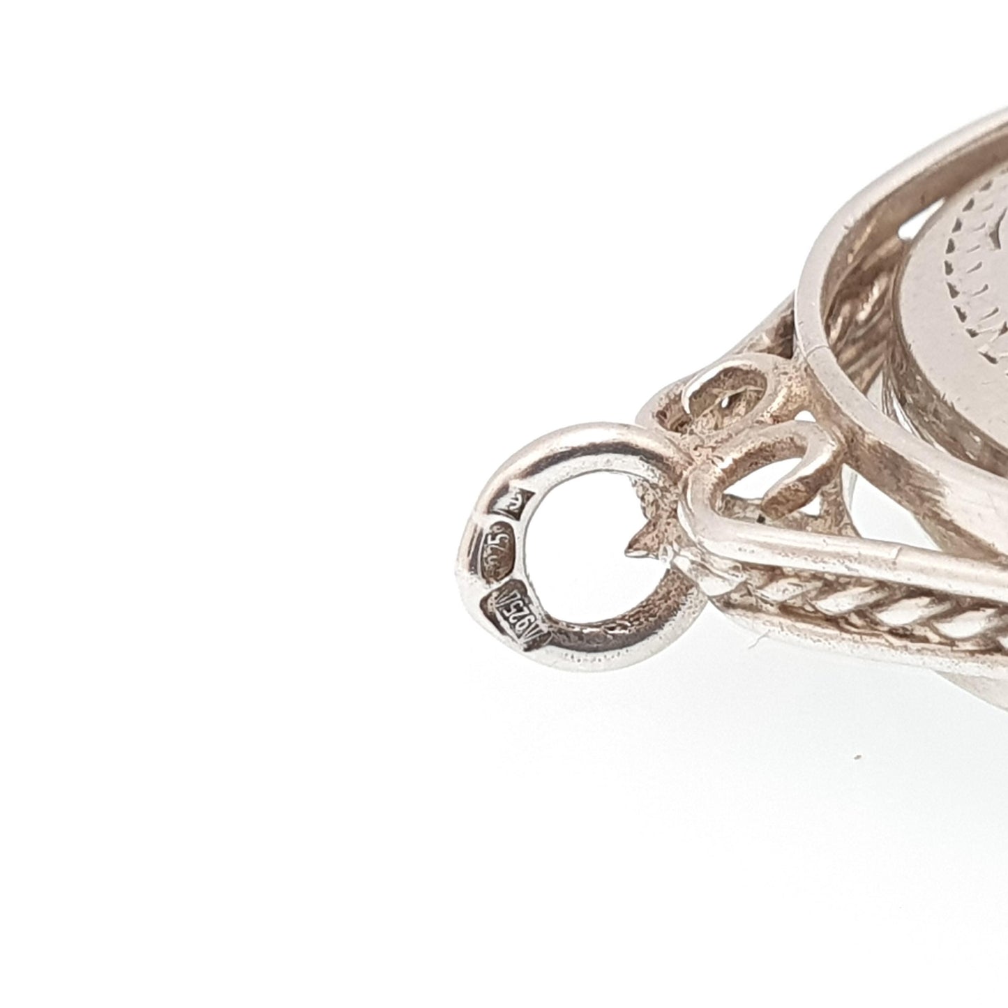 Vintage Sterling Silver Spinner Locket Pendant Fob Necklace Spinning 1970s Solid 9ct 9 Carat Engraved Photo Picture Retro Womens Jewelry