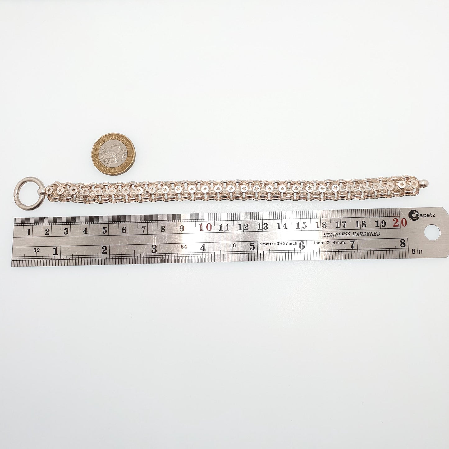 Antique Victorian Solid Silver Bracelet Star Pierced Belcher Chain Rolo Links Vintage Albertina Book Chain Vintage Womens Jewellery Jewelry