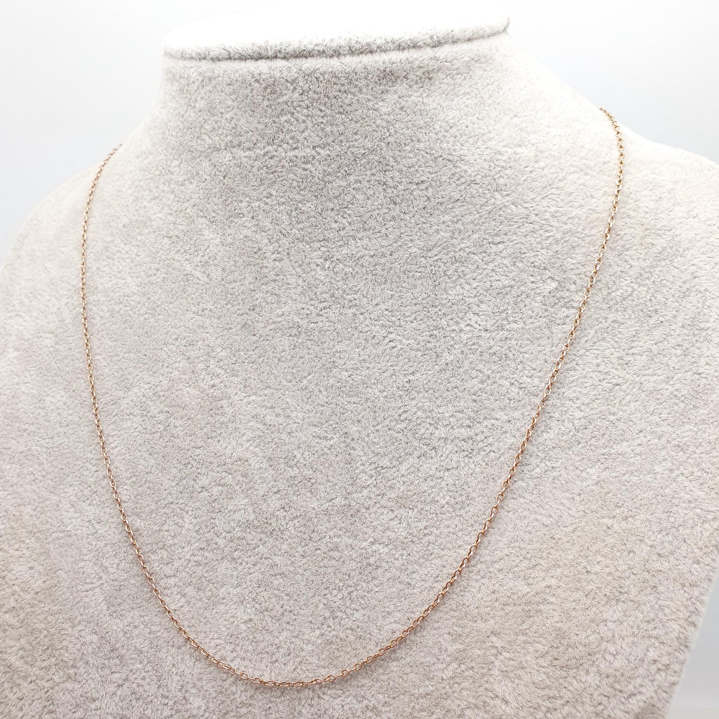 Antique 9ct 9k Rose Gold Chain Necklace Victorian Cable Link Oval Solid 375 48cm 18.9" 2.13g Fine Estate Genuine Vintage Womens Jewelry